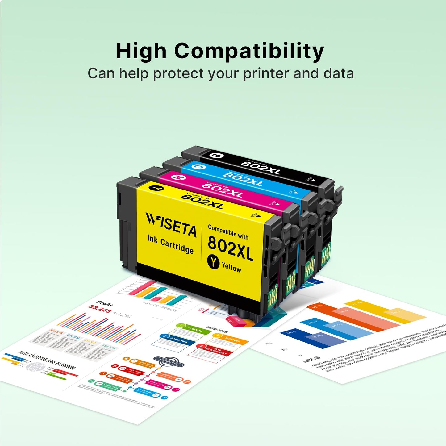 802 XL Ink Cartridge Remanufactured for Epson 802XL Ink Cartridge 802 T802 T802XL for Epson Workforce Pro WF-4720 4730 4740 4734 EC-4040 4020 4030 4040 Printer (4 Pack)
