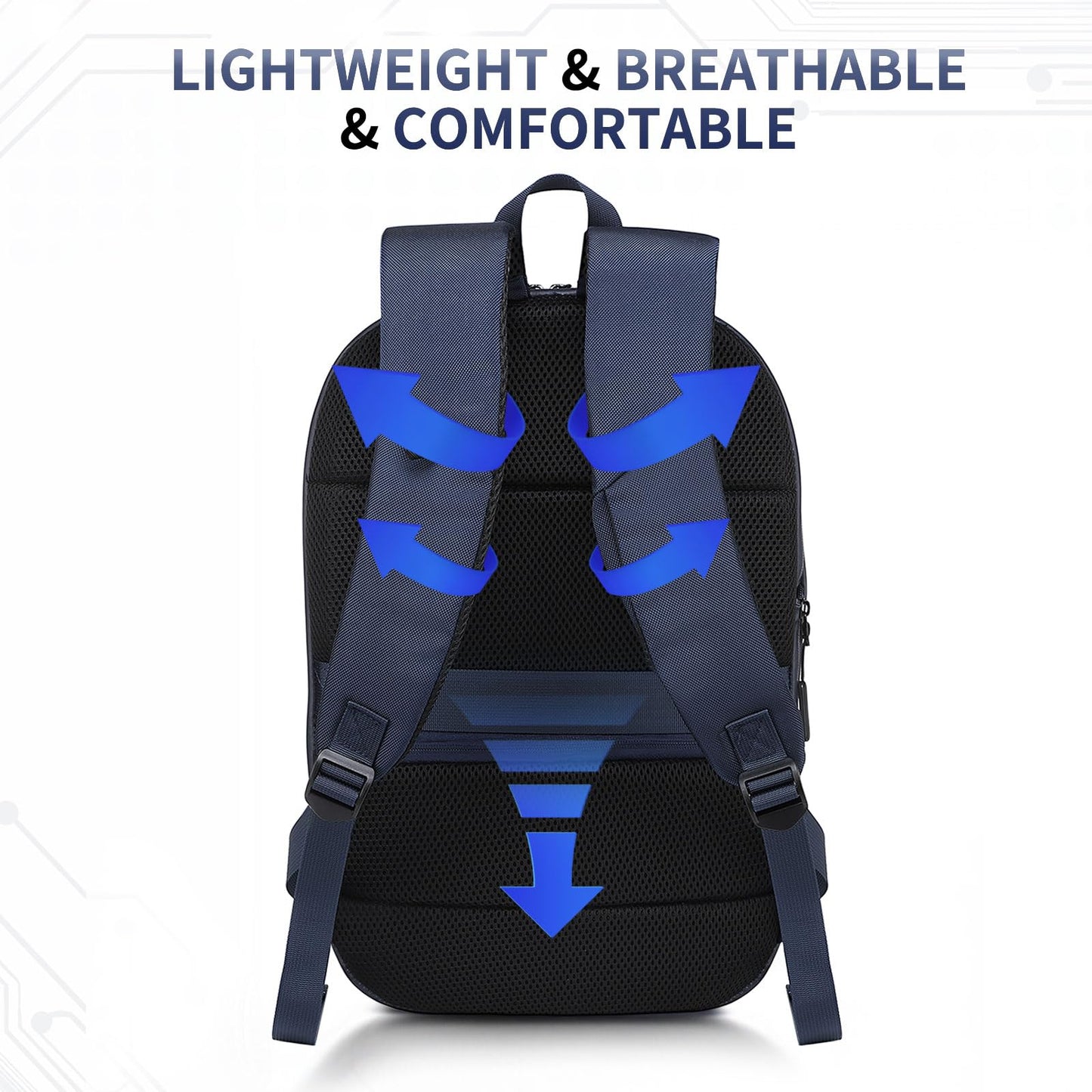 SUIKIHUM 15.6 Inch Laptop Backpack, Expandable with USB Port, Water-Resistant for Work, College and Travel, Blue