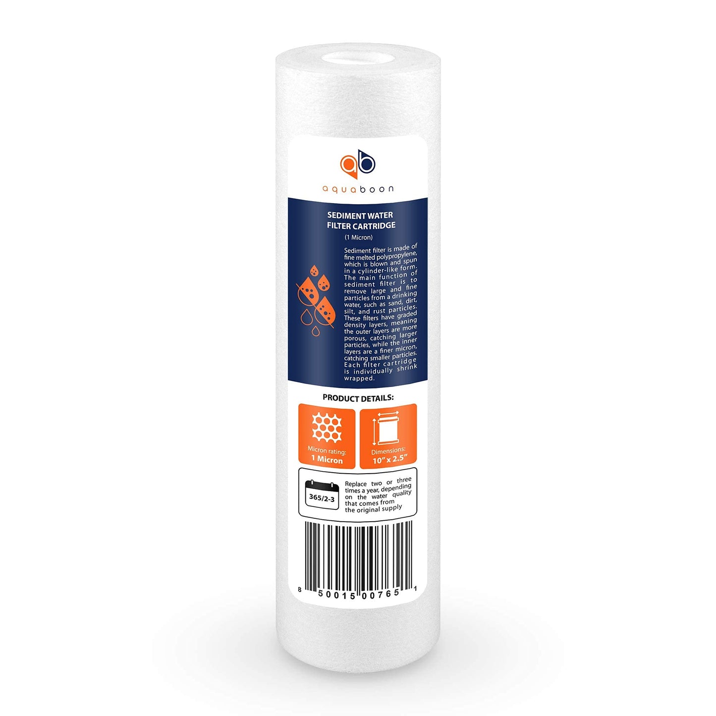 Aquaboon Whole House Sediment Filter 1 Micron 10 x 2.5 Compatible with Water Filters Replacement Cartridges AP110, Culligan P5, WHKF-GD05, 6 Pack