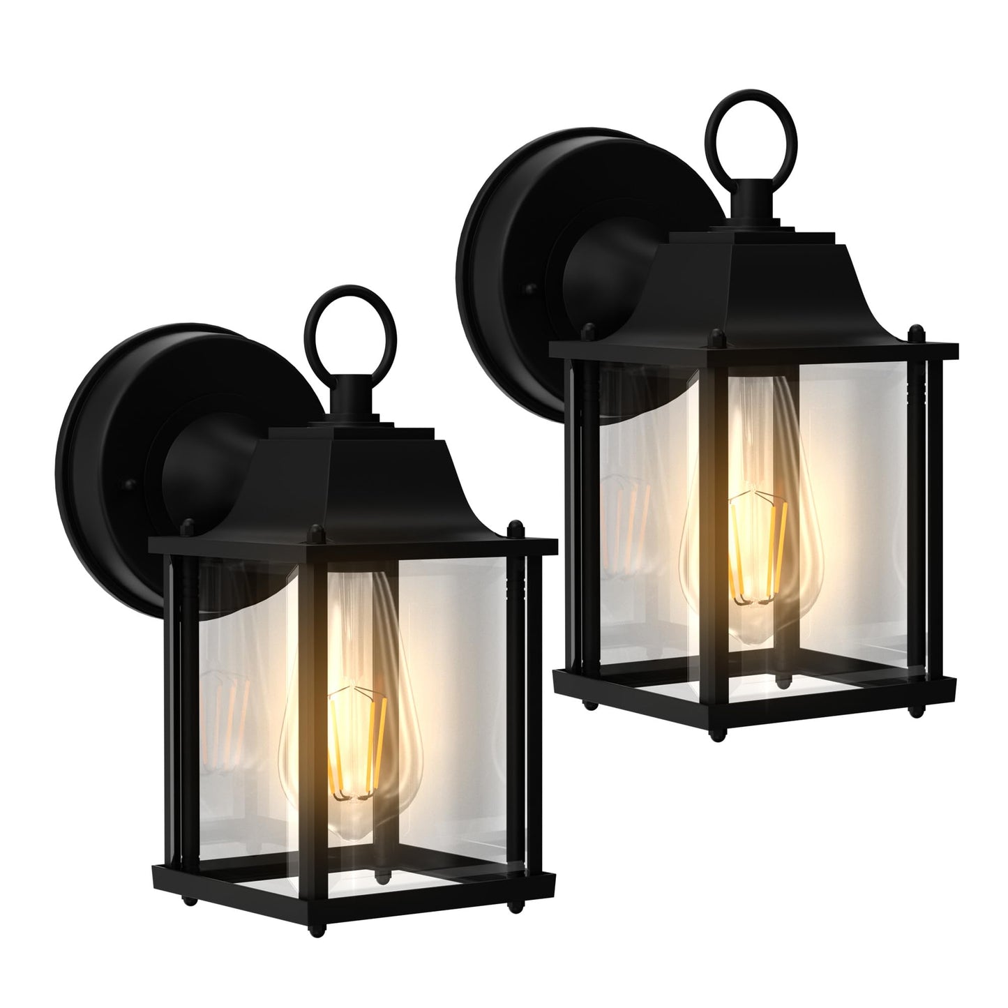 Outdoor Wall Light Fixtures Exterior Light Fixtures Waterproof Porch Lights Outdoor Anti-Rust Matte Black Outdoor Wall Lantern for House Front Door Garage - 2 Pack