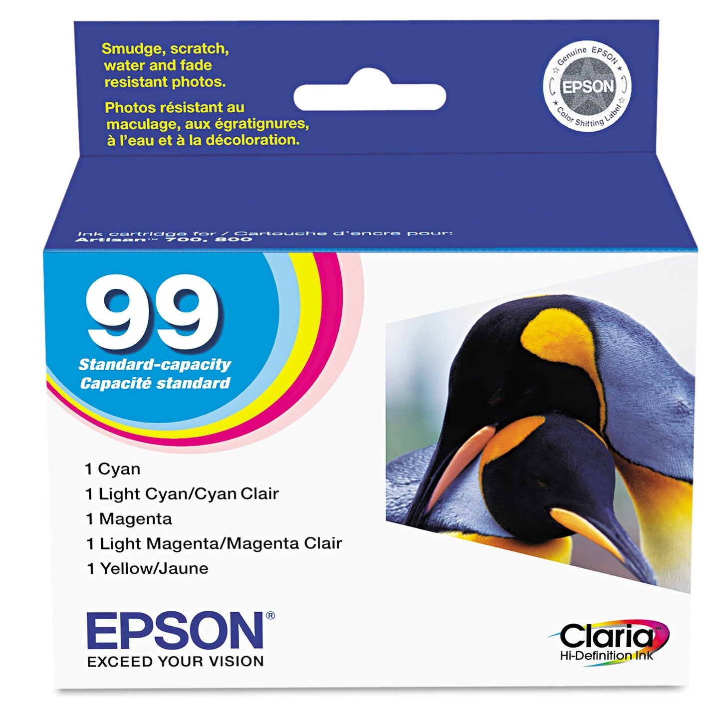 Epson T099920-S T099 Clarian Colour Multipack (CMYLtCLtM) Ink Cartridges, Standard Capacity