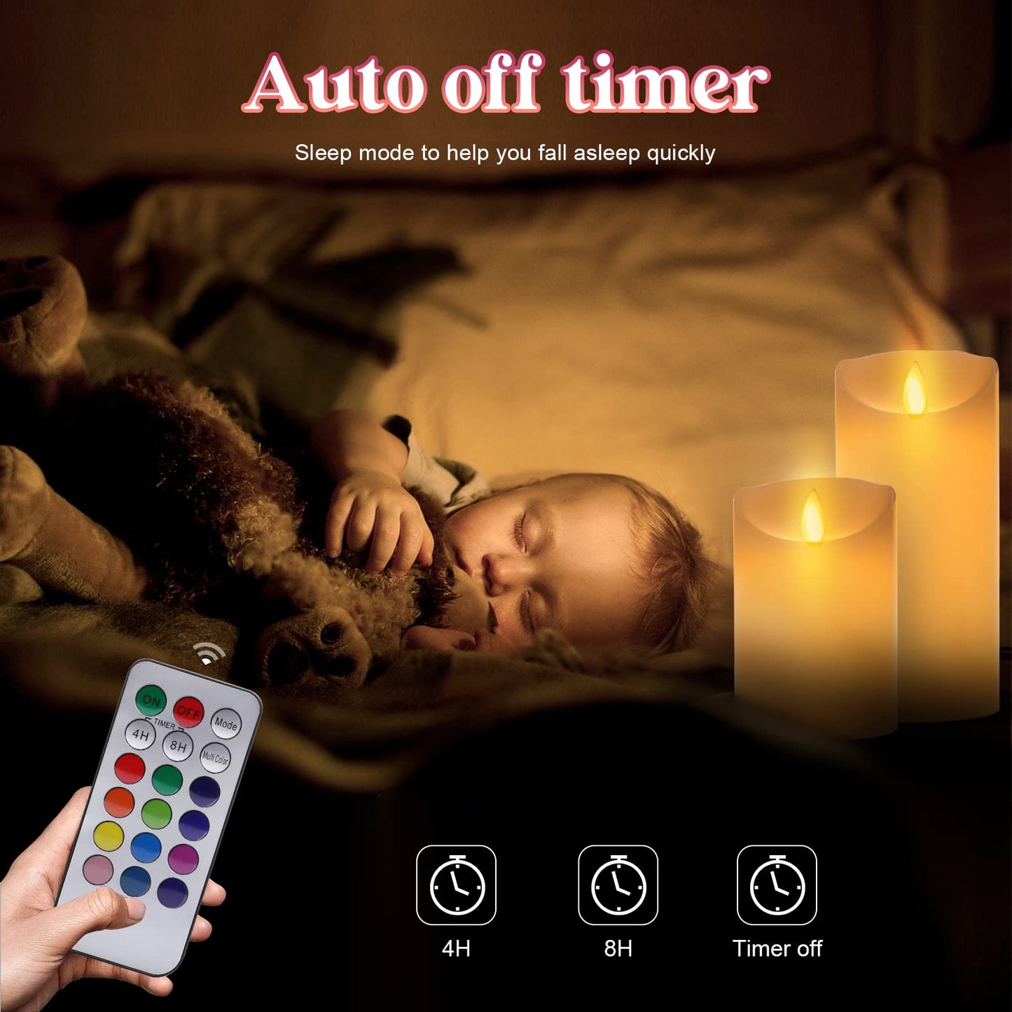 Rechargeable Candles Flickering with Remote,LUXONIC Flameless Candles Built-in Rechargeable Battery,RGB&Warm White Real Wax LED Candles for Home Decoration,Christmas,Party