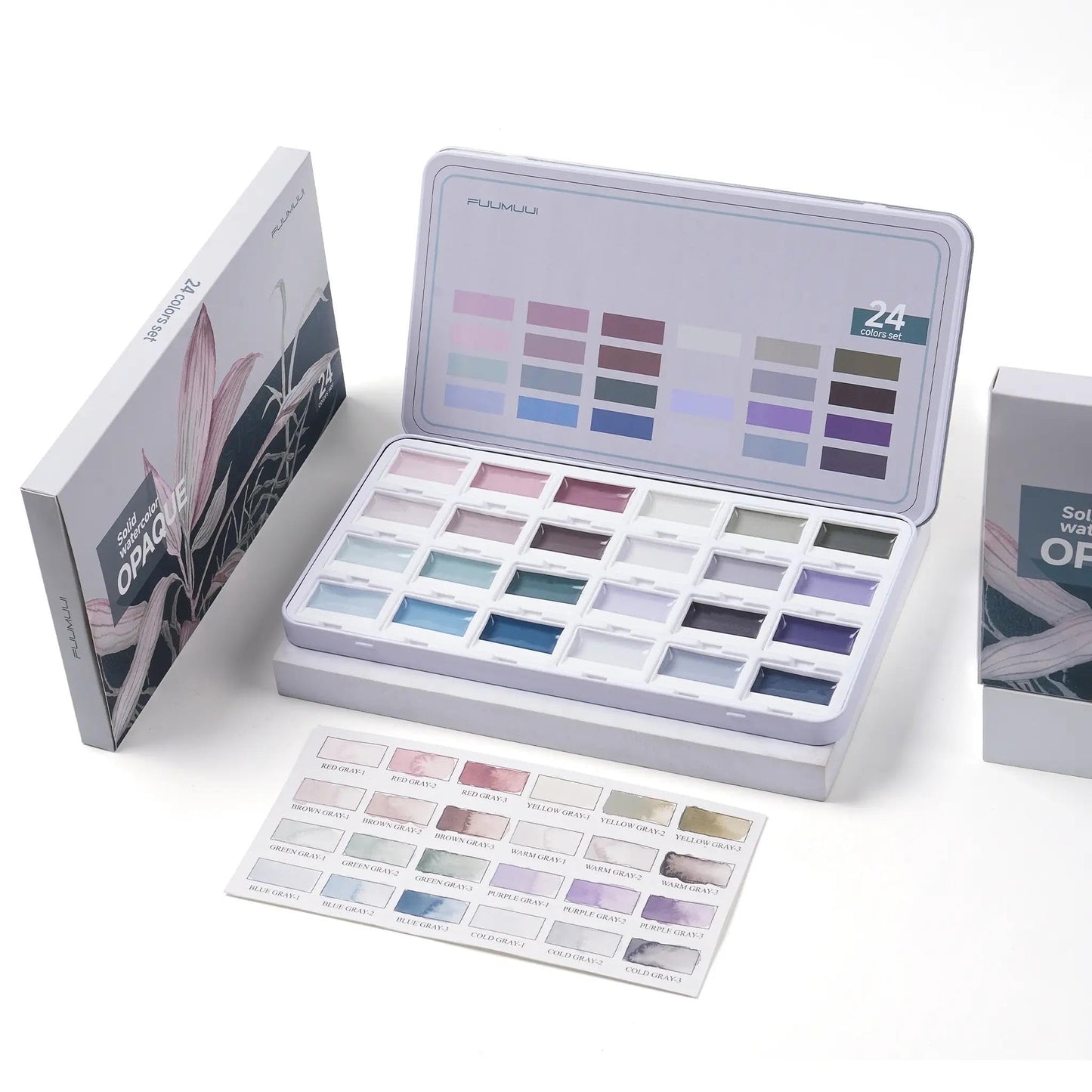 Fuumuui 24-Color Opaque Semi-Moist Solid Watercolor Paint Set Art Supplies for Artists Beginner Painters Amateur Hobbyists Painting