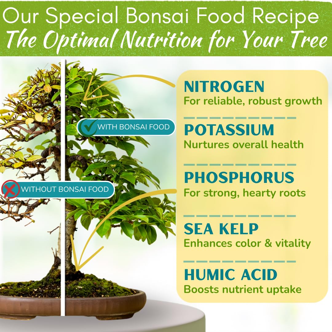 Bonsai Tree Food | Premium, Gentle Liquid Fertilizer for Healthy Growth, Strong Stems and Beautiful Blooms | 3-3-3 Balanced NPK Concentrate | 8 oz (240 ml)