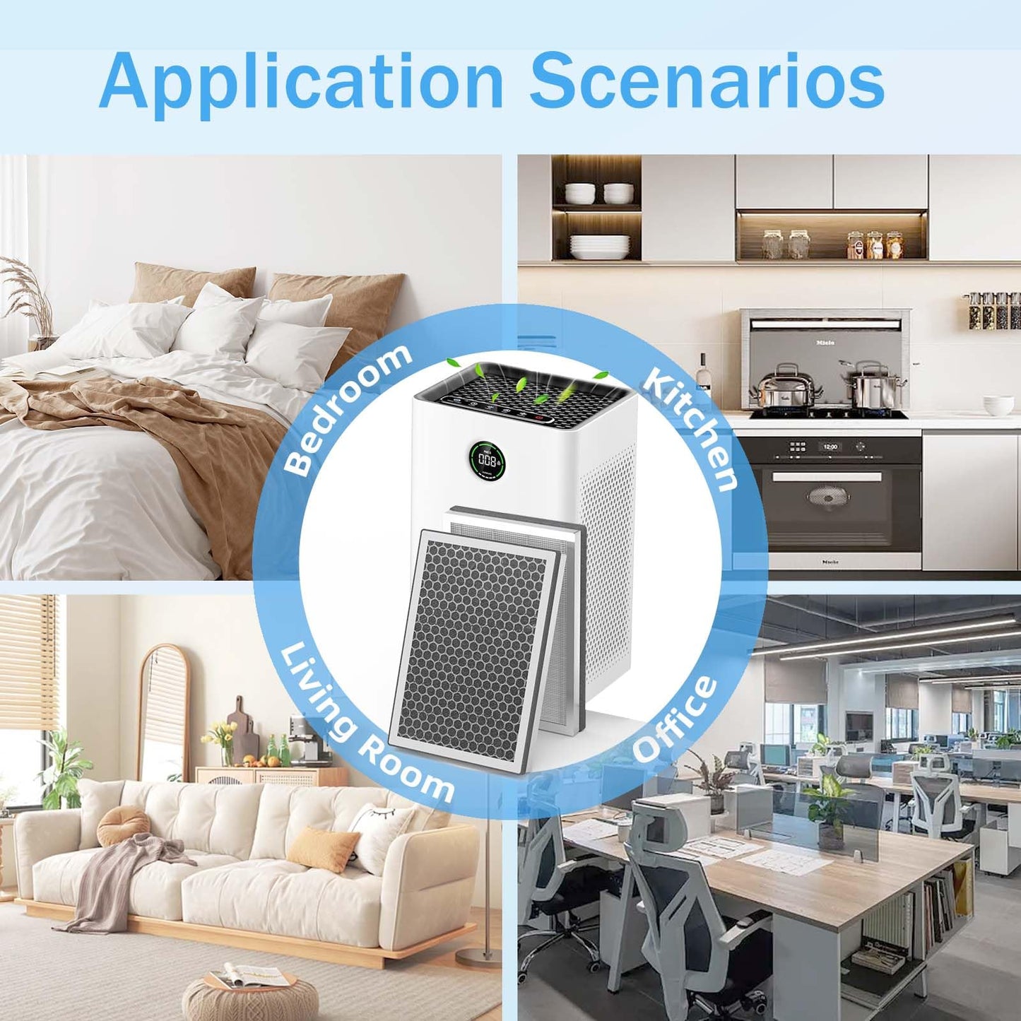 4 Pack JF260 Replacement Filter Compatible with JF260 Air Purifier and AP1273 Air Purifier, 3-in-1 Filtration System H13 True HEPA Filter and Activated Carbon Filter, Part# JF260-RF, Silver