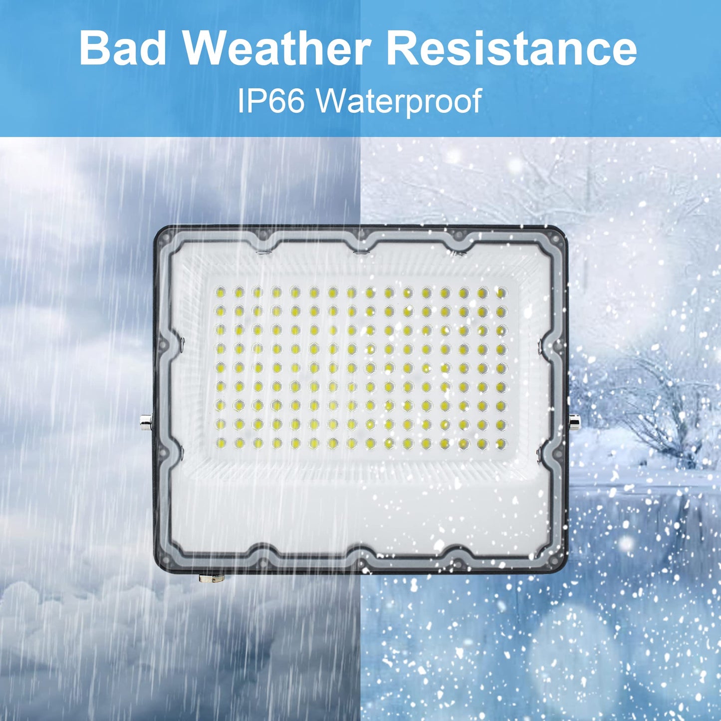 150W LED Flood Lights 15000LM 6500K Illumination, Security Lights Wall Fixtures, IP66 Waterproof Outdoor White Lighting Projects for Ball Ground, Parking Lot, Pathway, Yard, Chicken Coop (2 Pack)