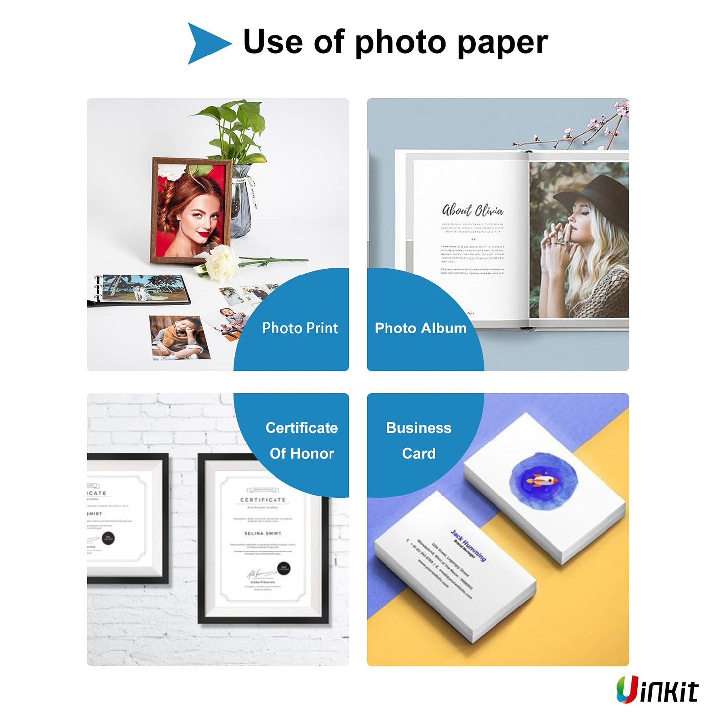 Uinkit Thin 11x17 Inkjet Glossy Photo Paper 100 Sheets 48lb Poster Paper for Printer Professional Photographic Paper