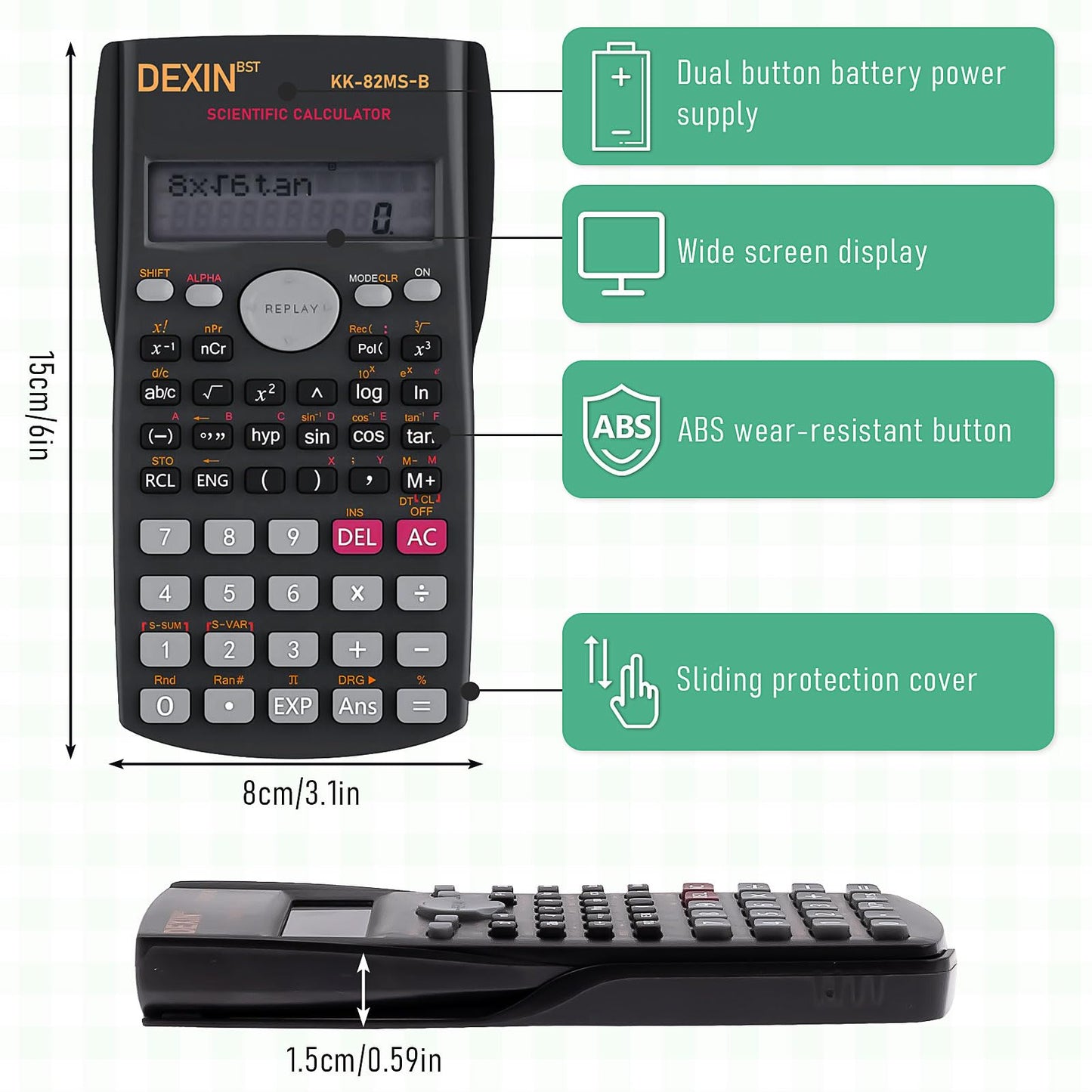 10 Pcs 2 Line Engineering Scientific Calculators Function Calculator Bulk Calculator Large Display Math Calculators for Student Teacher Classroom High School College School Business Offices Black
