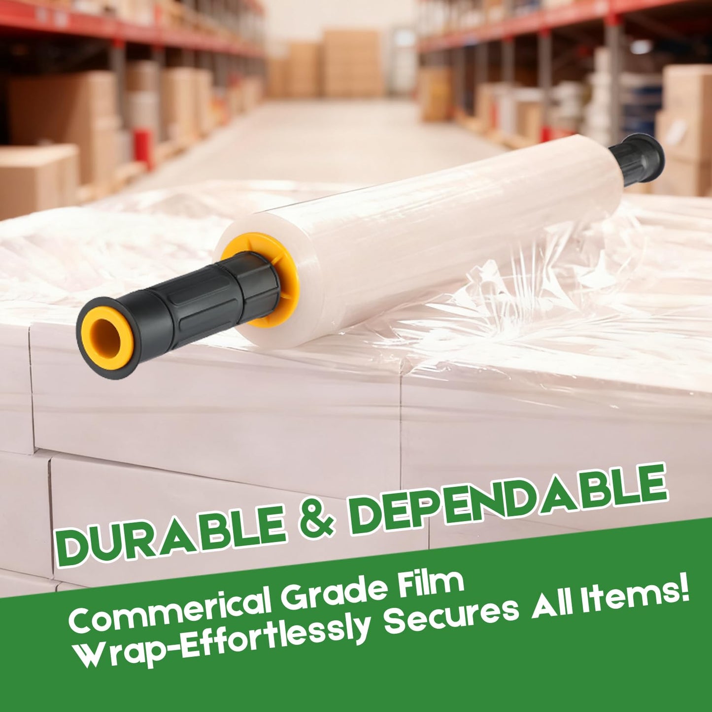 2 Rolls Stretch Wrap 15"x1000 Feet Stretch Film Shrink Wrap Packing Moving Suppliers for Shipping Moving Suppliers Packing Pallet Wrapping Surface Protection 60 Gauge (2 Rolls)