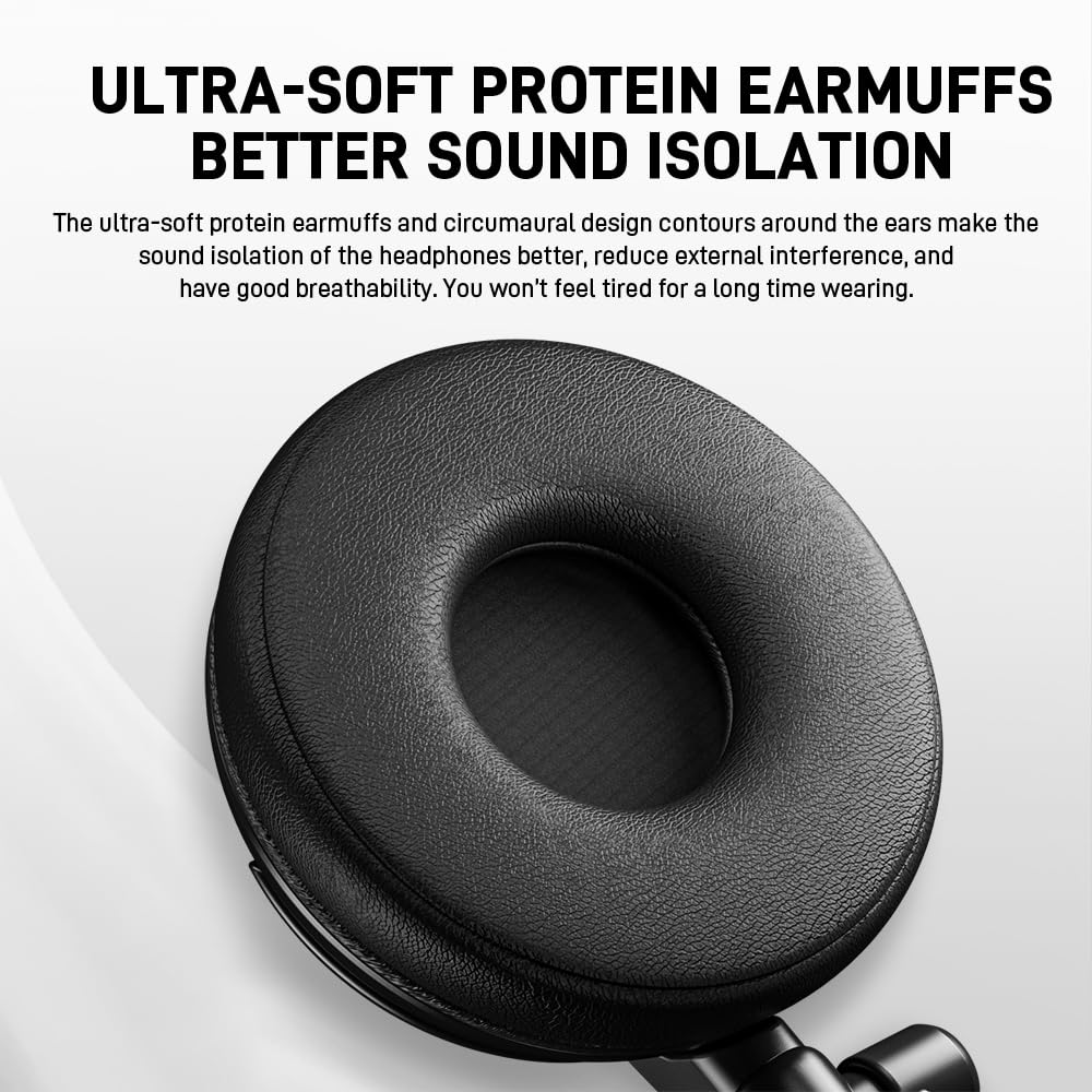 MAONO Professional Studio Monitor Headphones - Over Ear Closed Back Headphones Wired with Detachable Cable for Podcast, Recording, DJ, Music (MH601 Black)