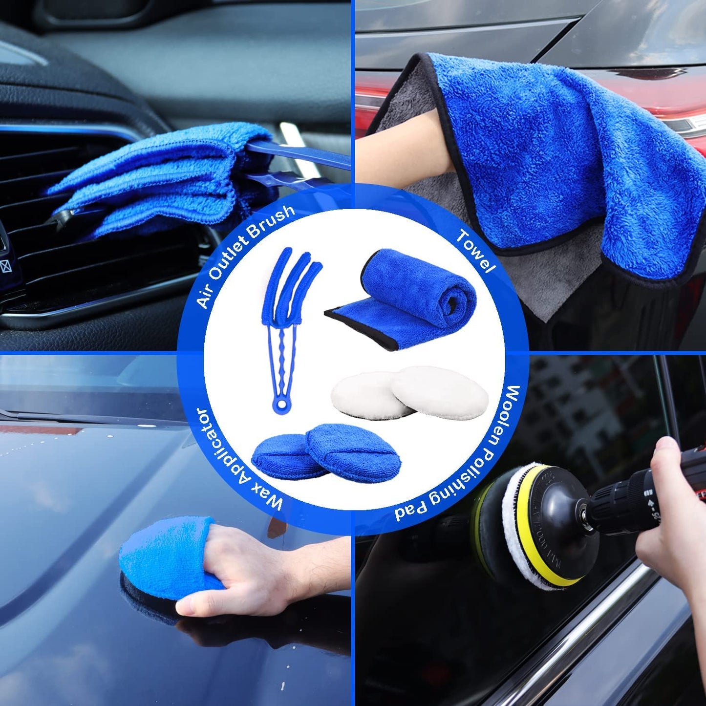 27 Pack Car Detailing Brush Set, Detailing Kit, Wheel Tire Cleaning Brush Set, Car Wash Kit, Cleaning Tools for Wheels, Interior, Exterior, Leather, Air Vents, Motorcycle