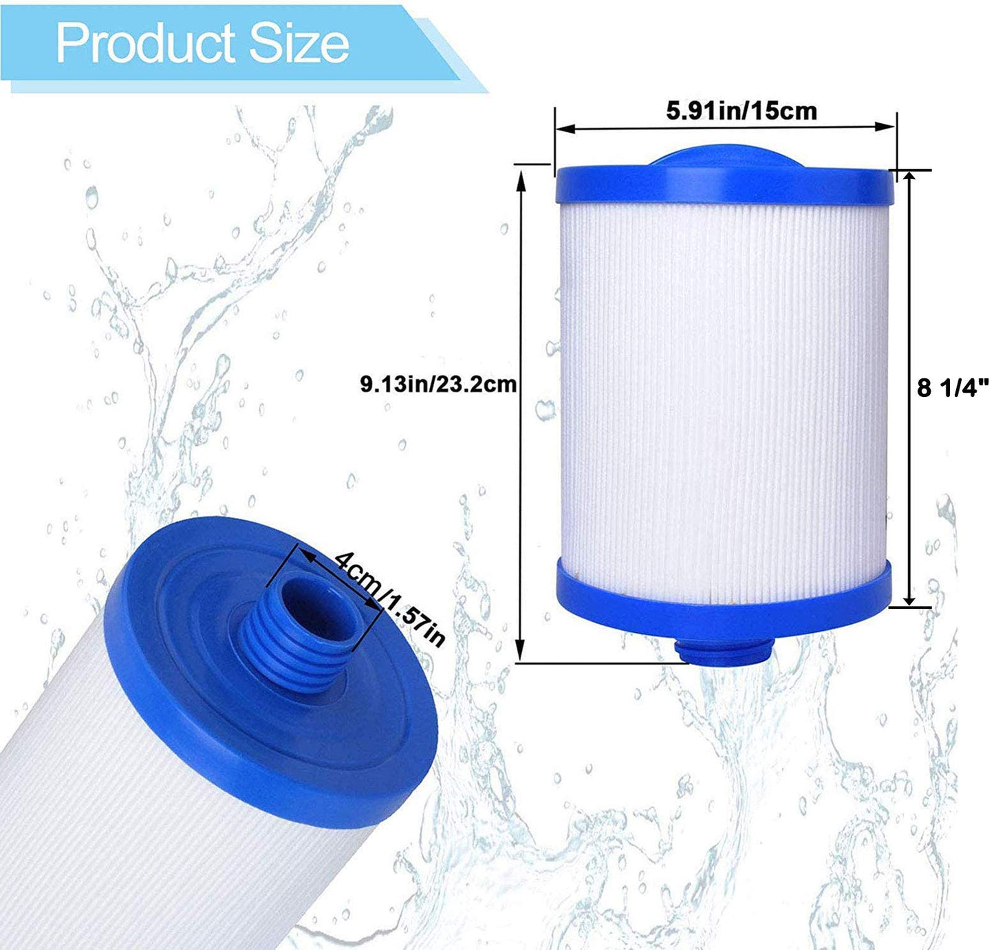 PWW50 Spa Filter Compatible with Pleatco Spa Hot Tub Filter, PWW50P3 Filter Compatible with Unicel 6CH-940, Filbur FC-0359, Waterways 817-0050 Front Access Skimmer Aber Hot Tubs, 2 Pack