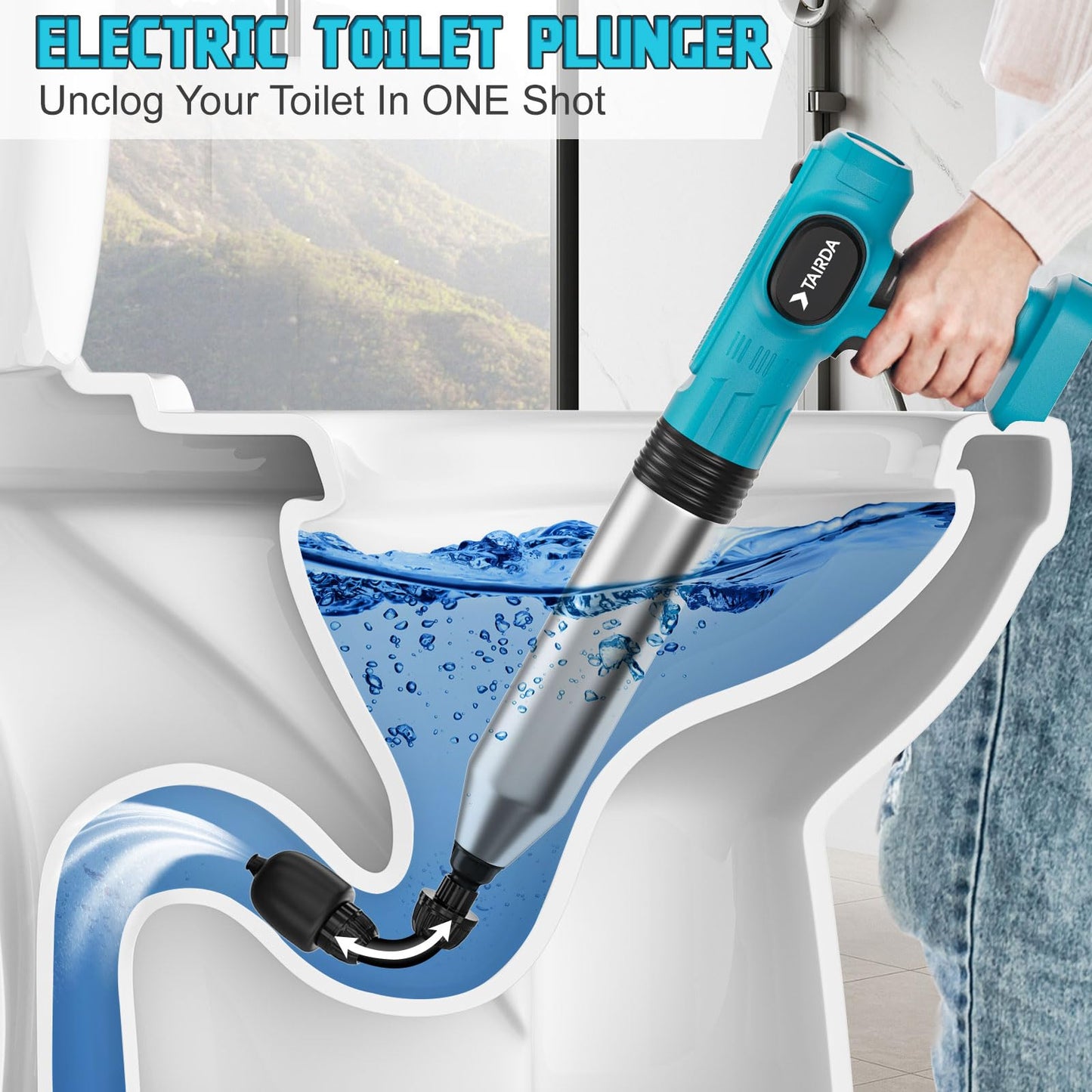 Cordless Toilet Plunger Compatible for makita 18v Battery(NO Battery), Air High-Pressure Drain Cleaner Sewer Dredge Tool for Toilet,Bathtub,Shower Kitchen Sink Cleaning with 4 Sucker(Bare Tool)