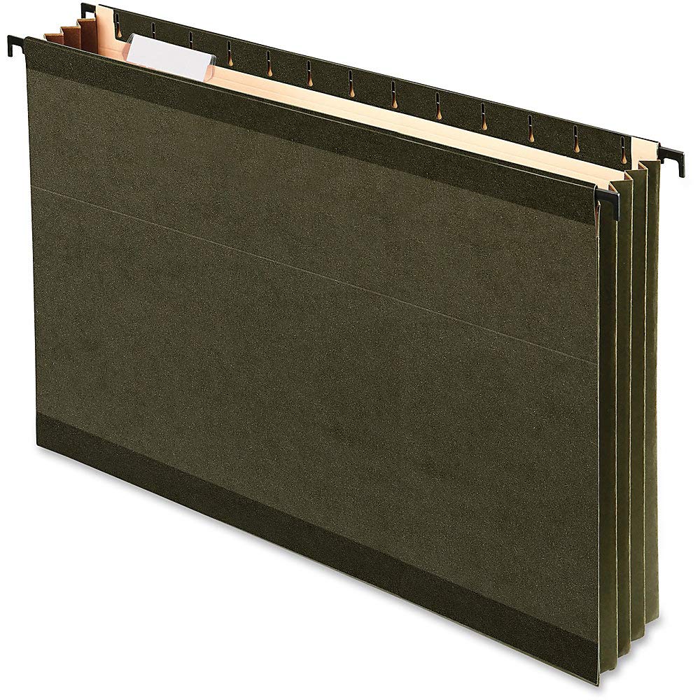 Pendaflex Hanging File Folders, SureHook Extra Capacity Pockets, Legal Size, 3.5" Expansion, Standard Green, Reinforced Sides, Holds 700 Sheets, 4-Pack for High-Volume Filing