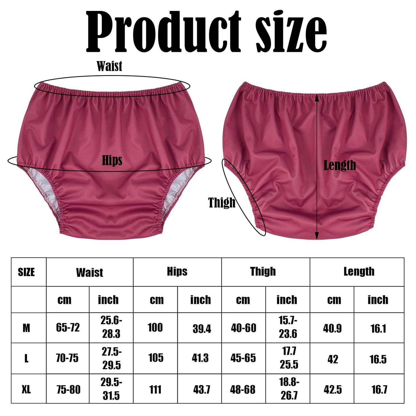 Breathffy 6 Pcs Adult Leakproof Incontinence Underwear for Women Men Pull on Cover Pant Washable Underpants Reusable Plastic Diaper Covers for Disabled, Elderly, Postpartum (Multicolored,Large)