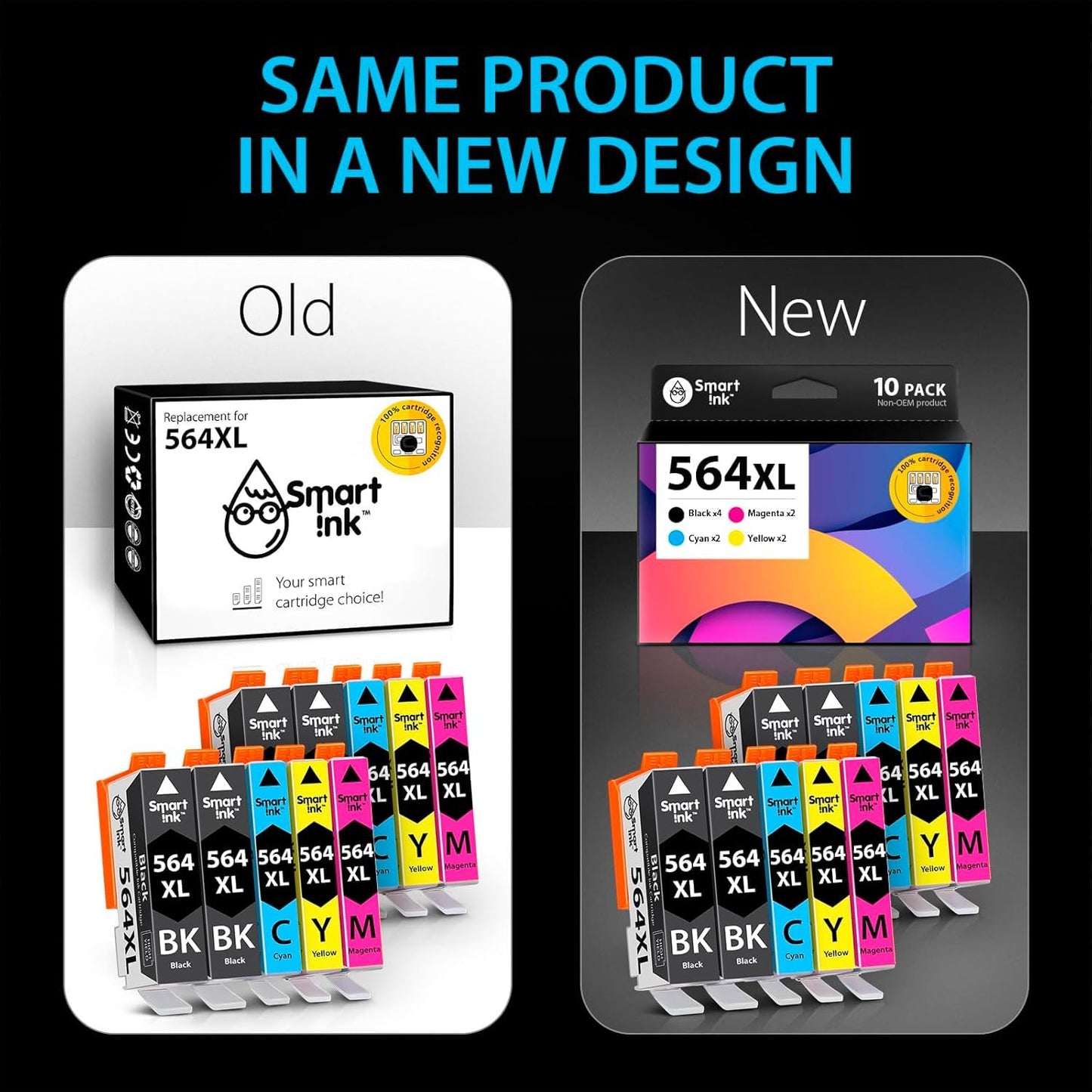 Smart Ink Compatible Ink Cartridges for HP 564 XL 564XL High Yield 10 Pack(4BK & 2C/M/Y) for HP 3520 3521 3522 3070A 4610 4620 4622 5510 5512 5515 5520 5522 5525 6510 6515 6520 6525 B209a B210a B210e