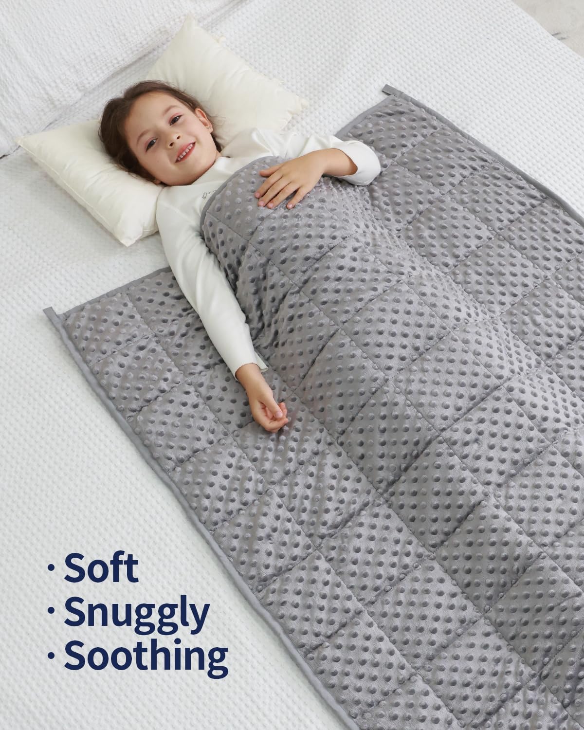 Mr. Sandman Weighted Blanket, Minky Dots and Cooling Microfiber Heavy Blanket, Soft and Cozy Weighted Throw for Sleeping and Calm,36 x 48in, 3lbs, Grey