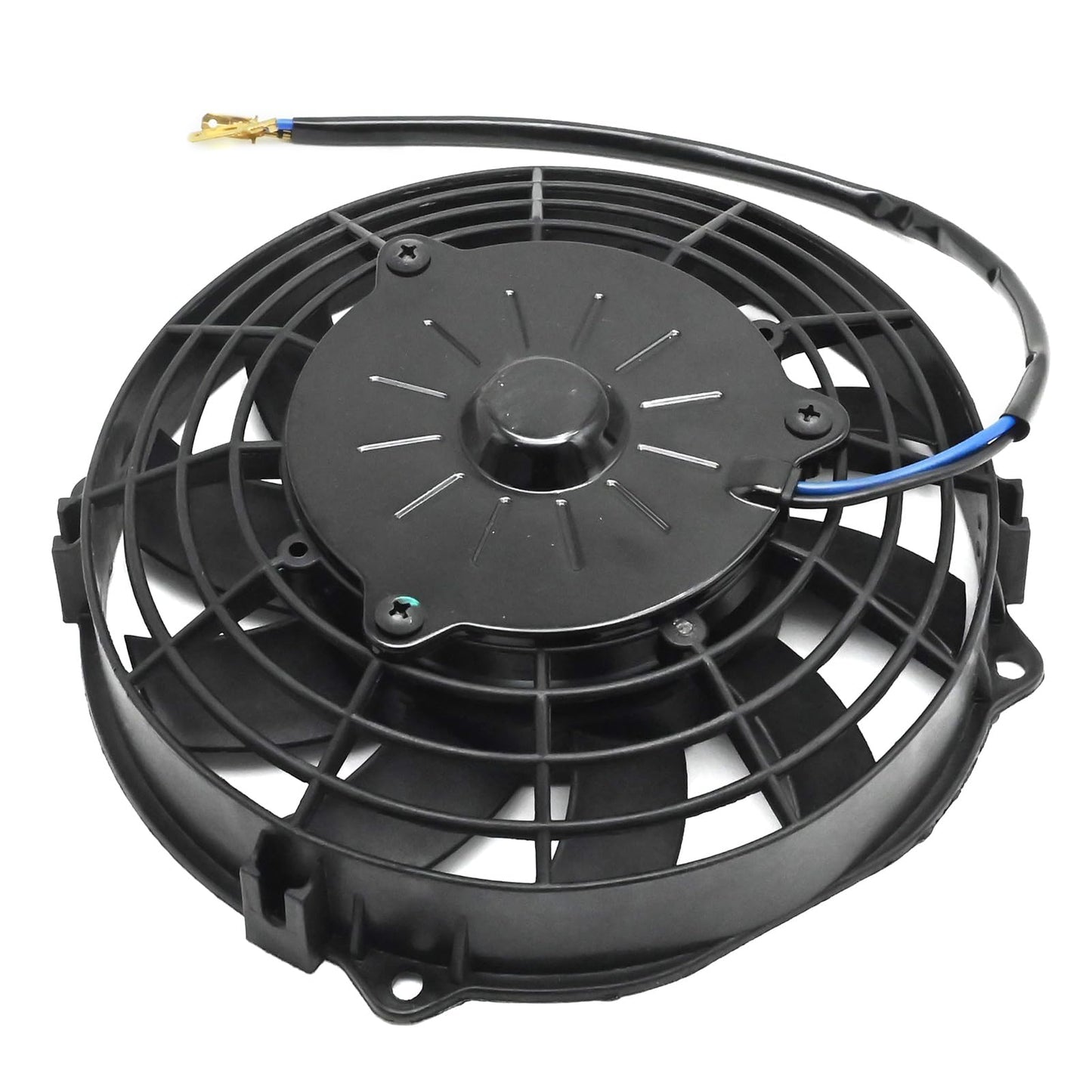 Hoypeyfiy 7 Inches Electric Radiator Cooling Fan Assembly Kit, Slim Fan Push Pull Black Curved Blades, Nylon Radiator Cooling Fan with 12V 80W Motor for Vehicles and Engines
