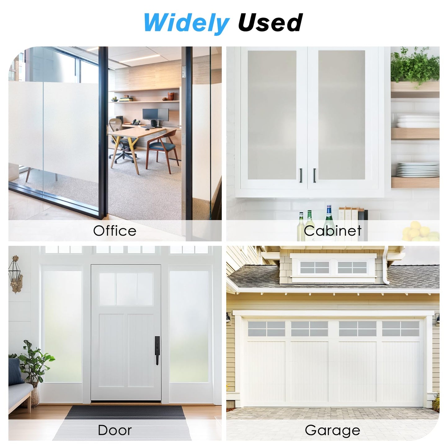 Haton Window Films for Privacy, Static Cling Frosted Glass Film, Sun Heat Blocking Privacy Window Tint, Anti-Glare Removable Frosting Sticker Covering for Home Bathroom, Pure 60 x 200cm