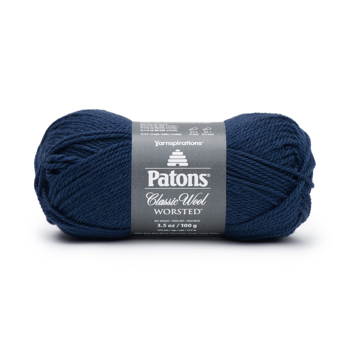 Patons Classic Wool Navy Blue Yarn - 5 Pack of 3.5oz/100g - Wool - 4 Medium - 210 Yards - Knitting/Crochet
