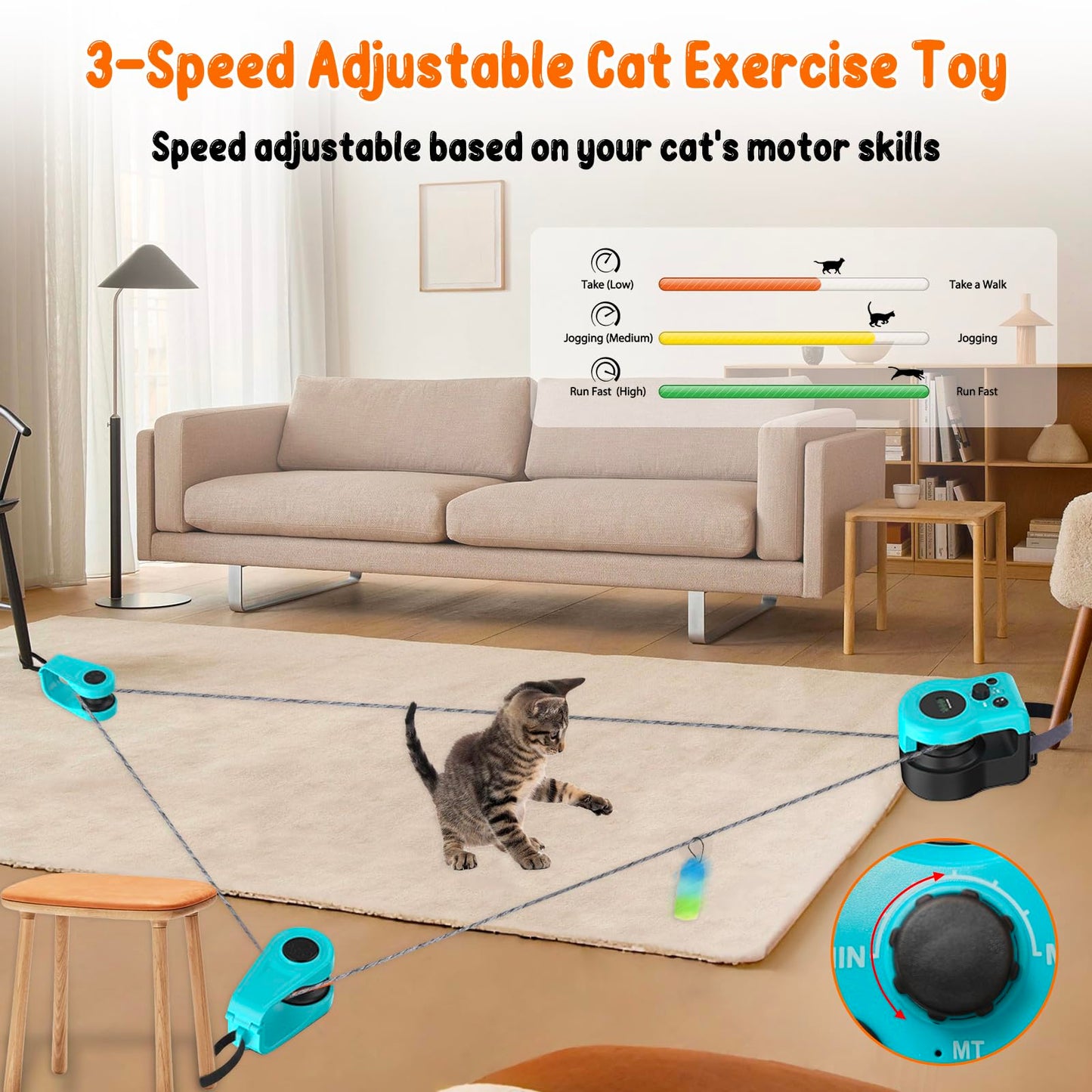 Homegroove Interactive Cat Toys for Indoor Cats, Auto/Remote Control DIY Cat Mouse Hunting Treadmill, Adjustable Speed Cat Chase Toy for Fitness, Playtime & Energy Release (Blue)
