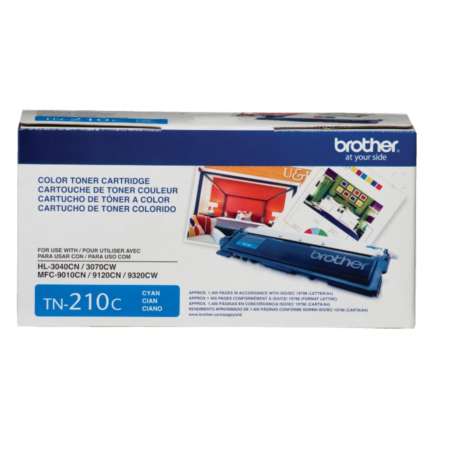 Brother original TN210C Standard Yield Cyan Toner Cartridge, original replacement cartridges,for Brother laser printers HL-3040CN, HL-3045CN, HL-3070CW, MFC-9010CN, MFC-9125CN and more