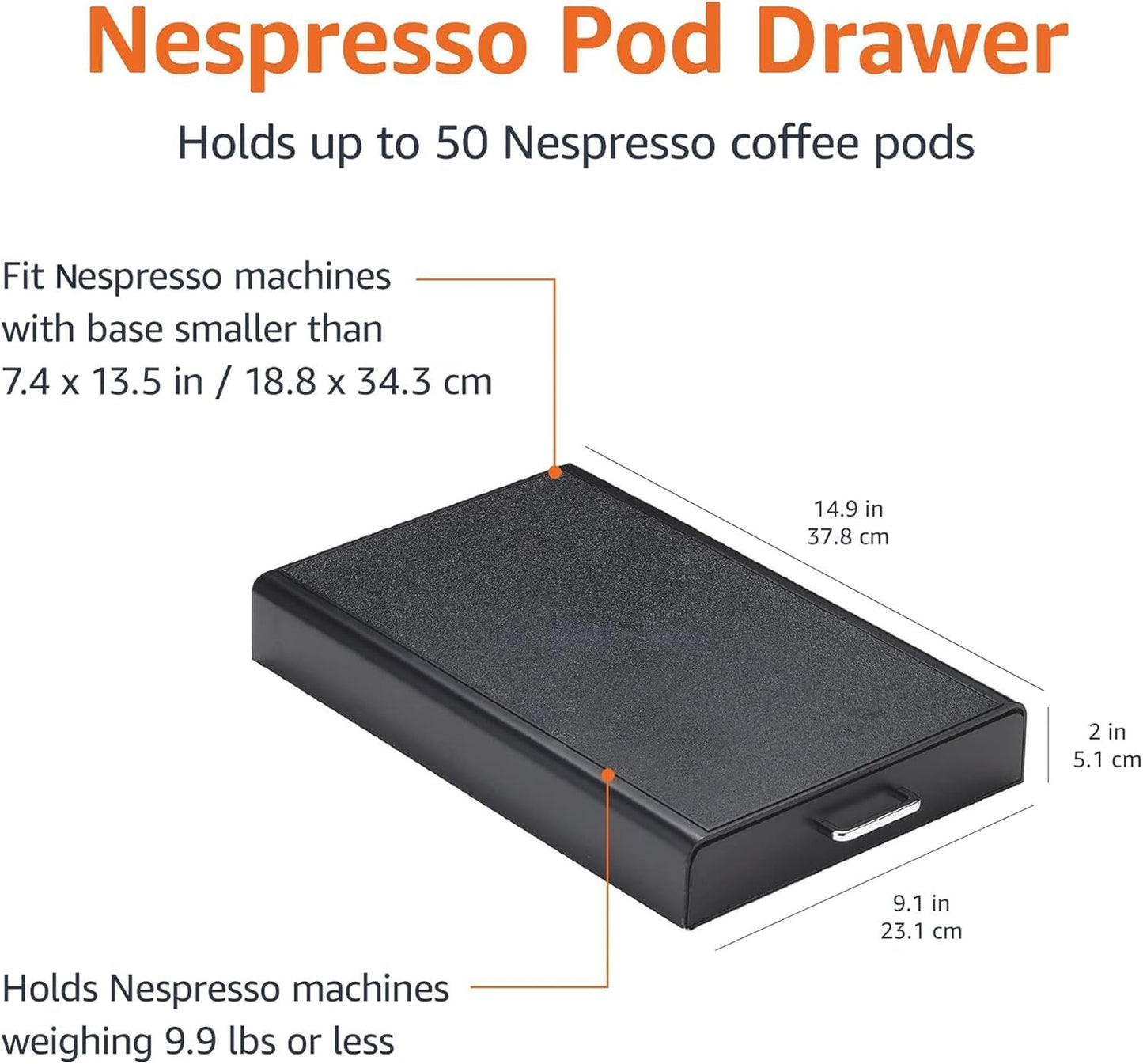 Amazon Basics Nespresso Coffee Pod Storage Drawer Holder, 50 Capsule Capacity - Only For Original Line