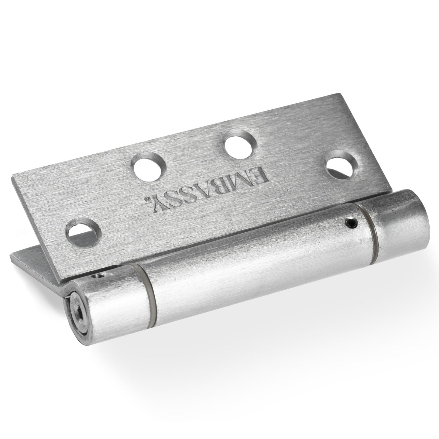 Embassy Self-Closing Door Hinge, Commercial Standard Weight 4 1/2" x 4" Adjustable Spring Hinge, Fire-Rated, Concealed Bearing, Brushed Chrome (US26D) Finish, 3 Pack -Size Ideal for Canadian Doors