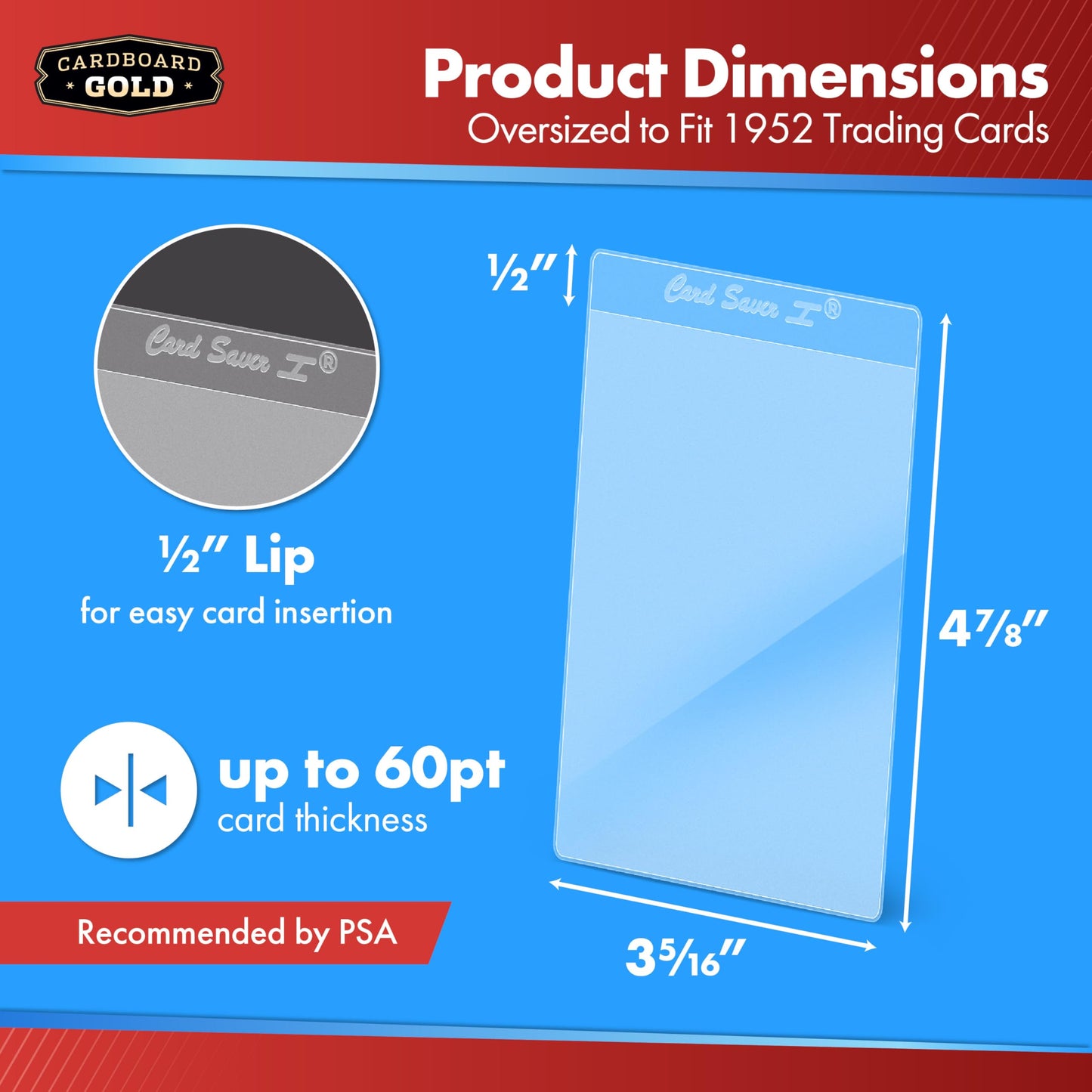 Cardboard Gold CARD SAVER 1-200 Count - Semi Rigid Card Holder, Trading Card Protectors - PSA-Approved Cardsaver for Baseball, Trading, Sports Cards - Card Sleeves, Binder, & Storage Box Compatible