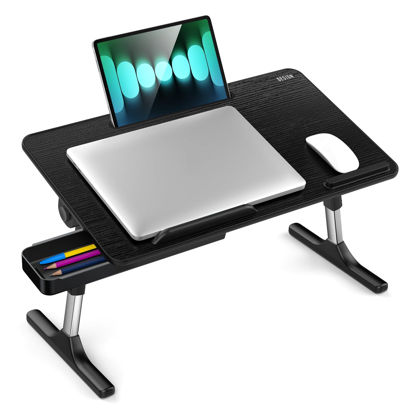 Besign LT05 Adjustable Laptop Table, Lap Desk, Portable Standing Bed Desk, Foldable Sofa Breakfast Tray, Notebook Computer Stand for Reading and Writing (Black)