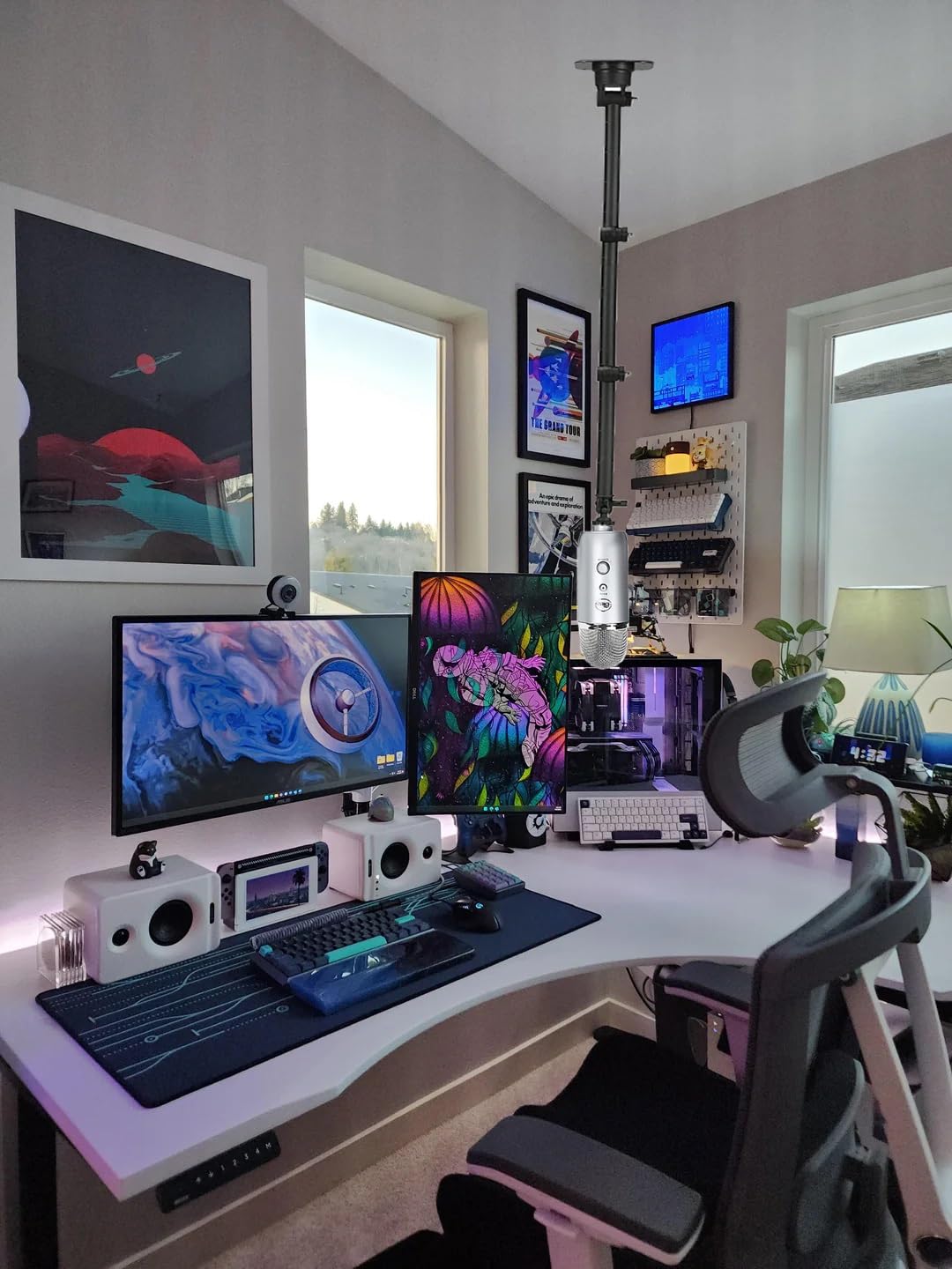 Ceiling Mic Mount Holder compatible with Shure MV7,Blue Yeti,Razer,HyperX,Rode,Razer Microphones for Gaming, Streaming, Podcasts, Twitch, YouTube, Discord