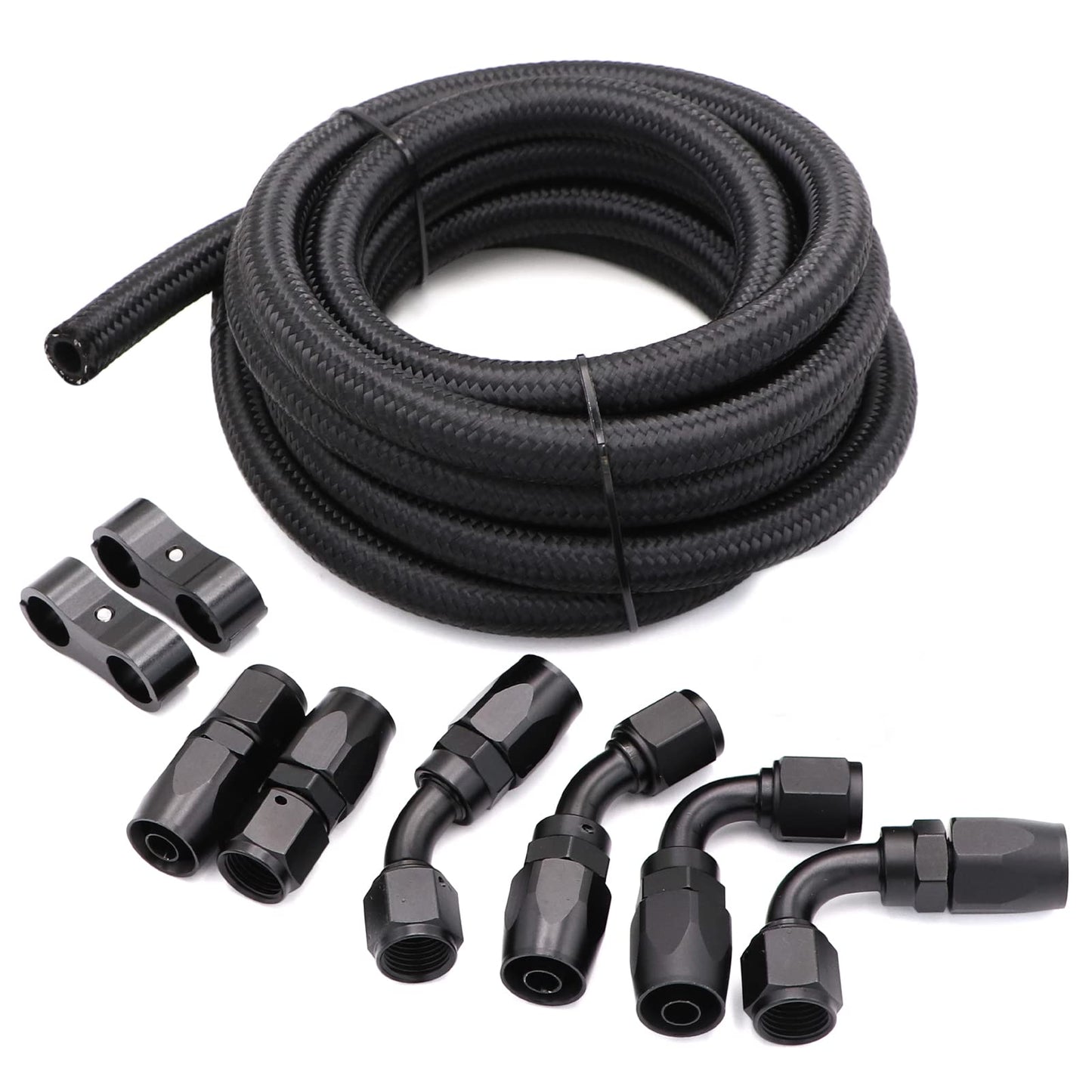 Taukealugs 6AN Fuel Line Fittings Kit with Nylon Braided 3/8-inch 10 ft CPE Fuel Oil Hose - Not for PTFE E85