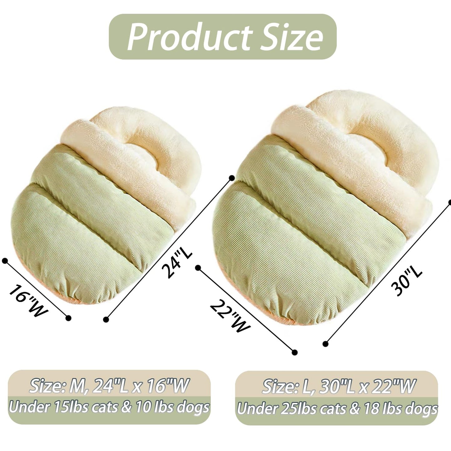 Bed for Dog and Cat, Pet Bed, Ultra Soft Cute Plush Slipper Cat Cave Bed, Anti Slip Warm Pet House Nest, Self-Warming, Ideal for Indoor Use - Fits up to 25lbs (30"X22", L, Green)