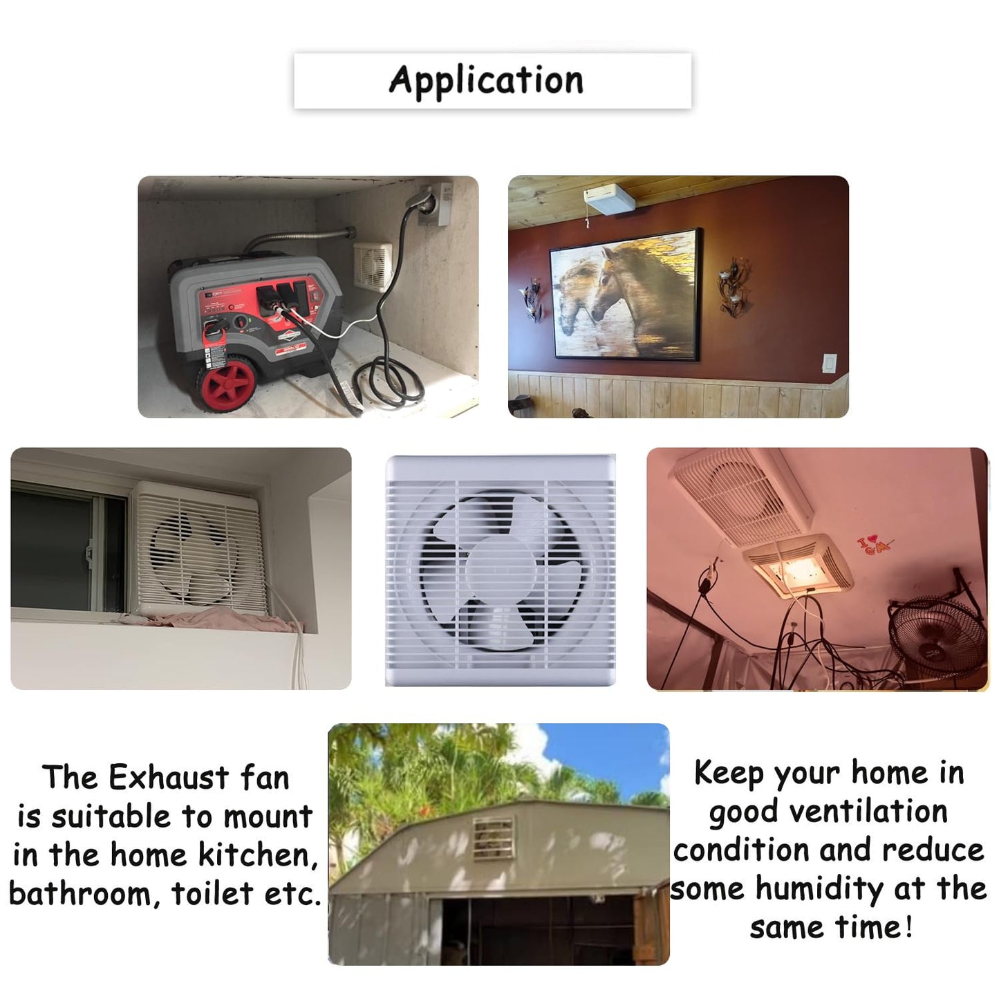 SAILFLO 8 Inch Wall Mounted Exhaust Fan Double Direction Air Extractor for Bathroom Kitchen Attic Window Basement, 8" Propeller - 12"×12" Panel - 300 CFM Reversible Airflow