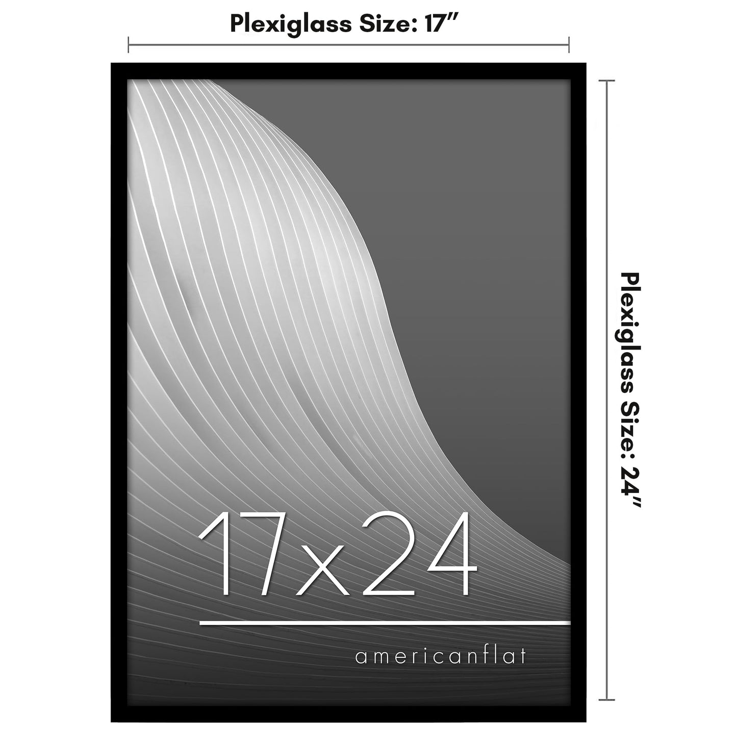 Americanflat 17x24 Picture Frame with Polished Plexiglass - Streamline Collection - Thin Border Picture Frame for Wall Display - Hanging Hardware Included - Black