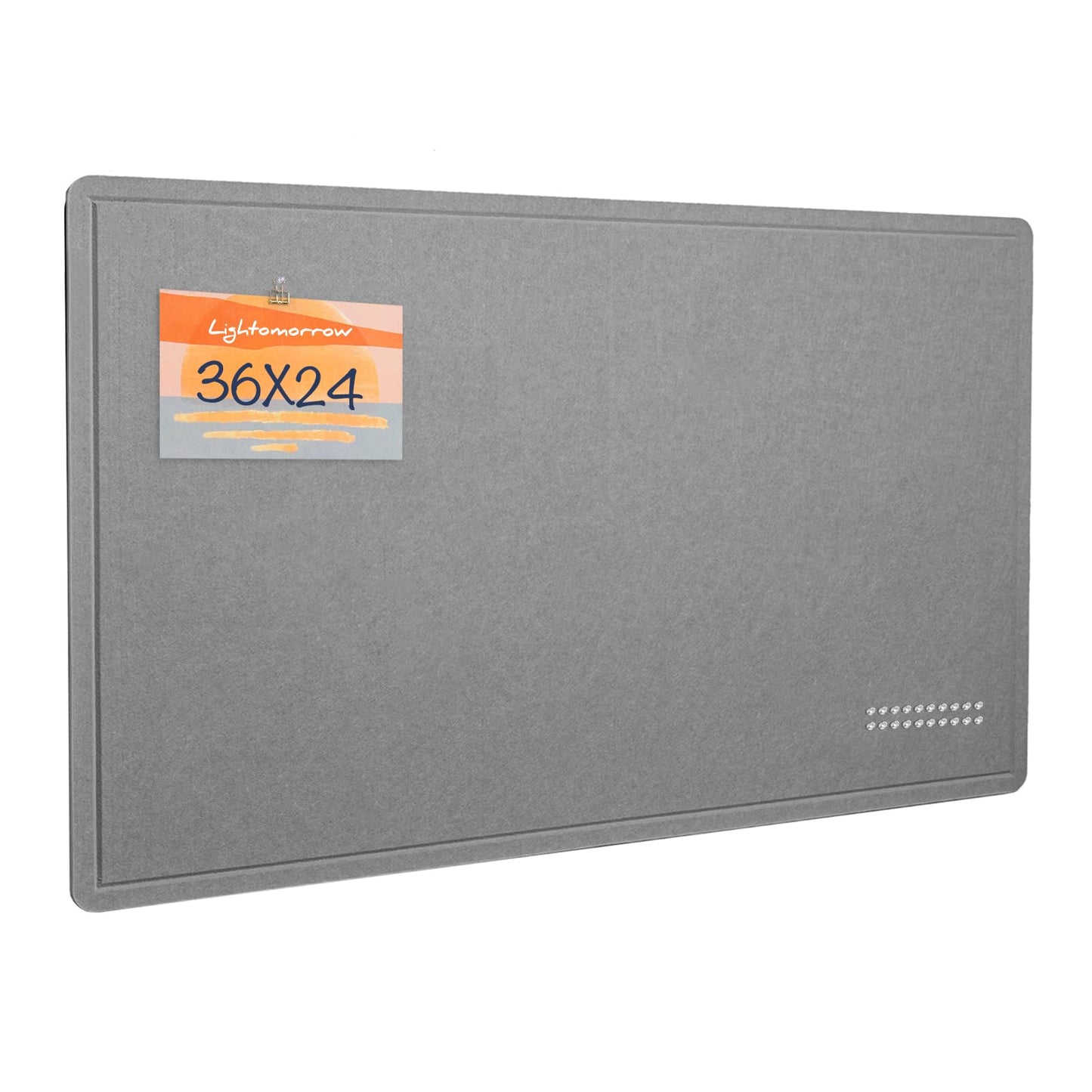 Lightomorrow Large Bulletin Board - 90 x 60 cm, Decorative Felt Pin Board for Wall - 4' x 3' Foldable Photo Display Board with Self-Adhesive Tape, Includes 20 Push Pins - Gray