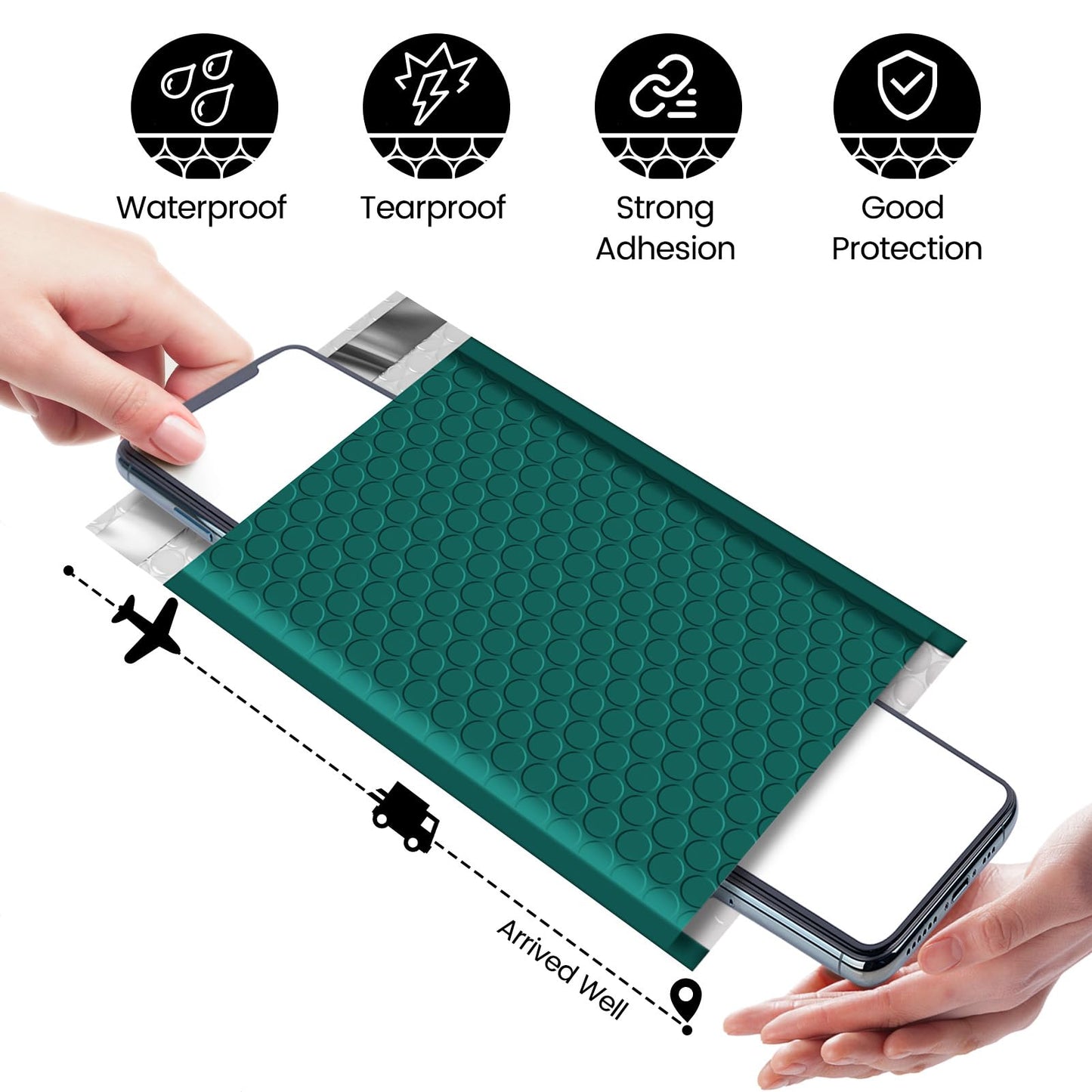 Fuxury Bubble Mailers 4x8" 200 Pack Self Seal Bubble Envelopes Padded Mailers Usable Size 4x7" Forest Green Padded Envelopes for Small Business Envelope Mailers