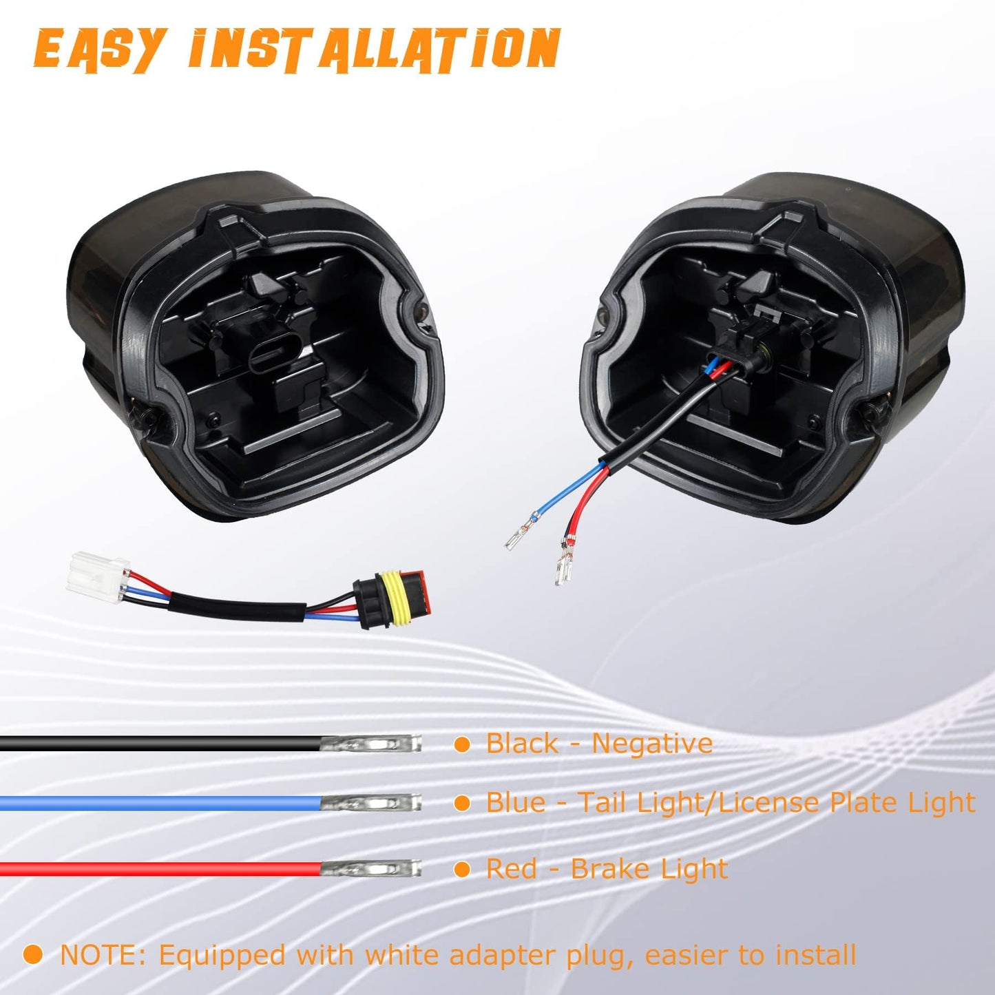 NTHREEAUTO Smoked LED Rear Tail Light Motorcycle Taillights Brake Driving Compatible with Harley Dyna Road King Electra Glide Street Bob Touring