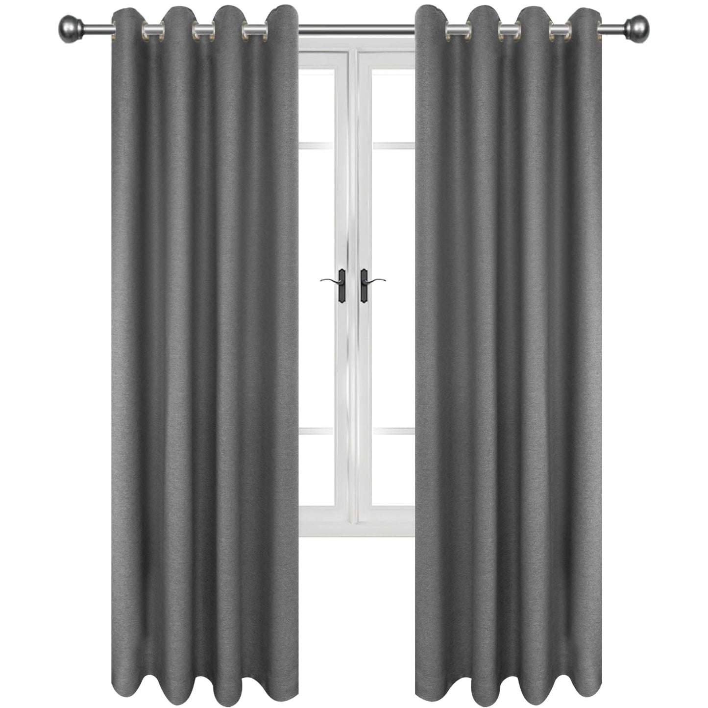 JIVINER 2 Panel Set Linen Blackout Curtains for Bedroom Living Room Darkening Curtains Grommet Thermal Insulated 84 inch Window Drapes Panels (Dark Gray, W52 X L84,2 Panels)