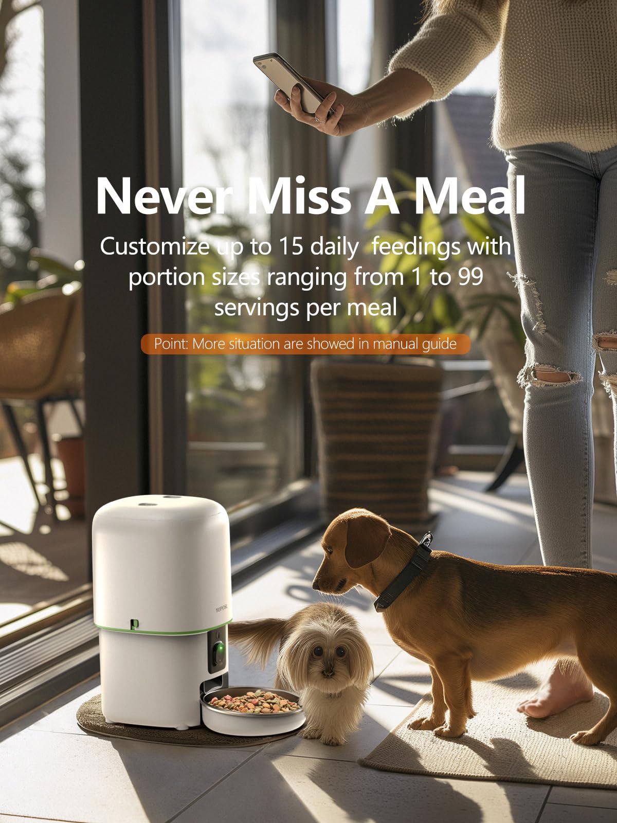 Yuposl Automatic Cat Feeder with Camera, 5G WiFi Cat Food Dispenser App Control 1080 HD Video with Night Vision, 4L Automatic Dog Feeder, Desiccant to Keep Dry Food Fresh