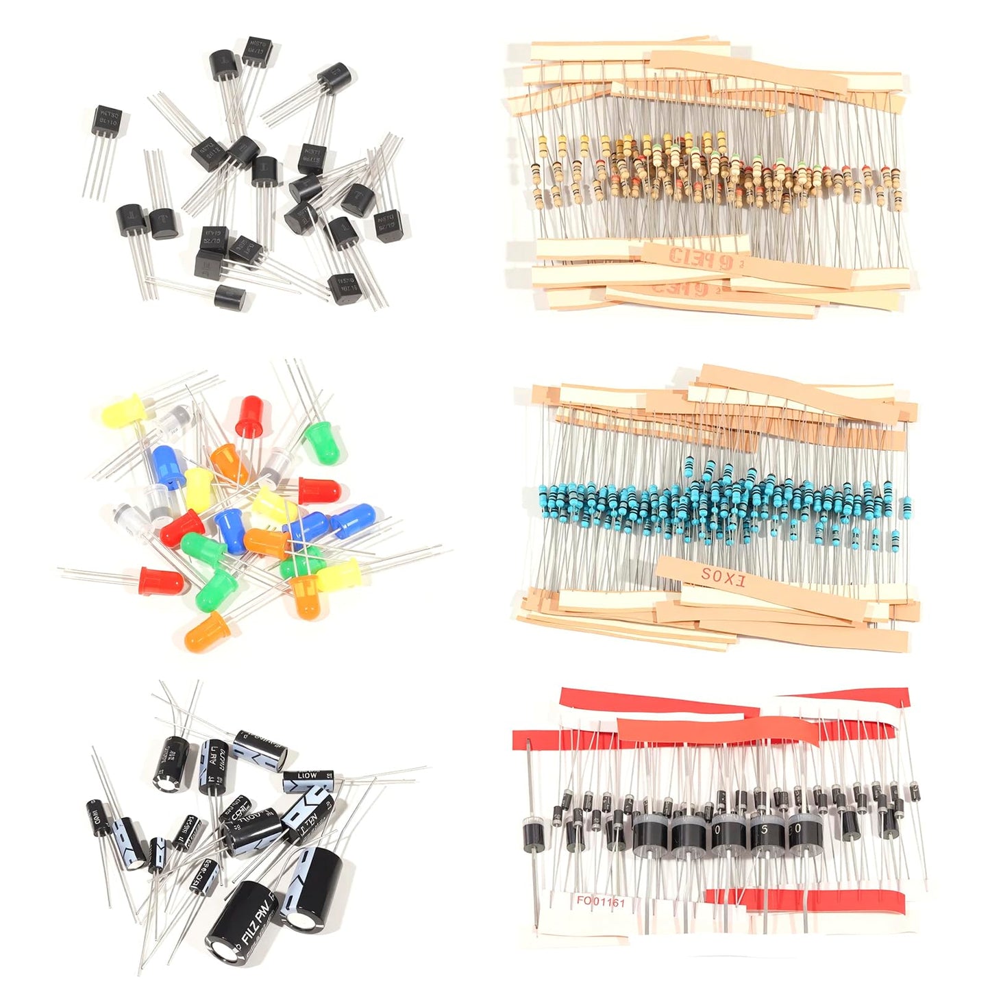 ALLECIN 1910Pcs Electronic Component Kit Resistor Electrolytic Capacitor Schottky Diodes LED Diode Transistor Electronics Components Assortment for DIY Project