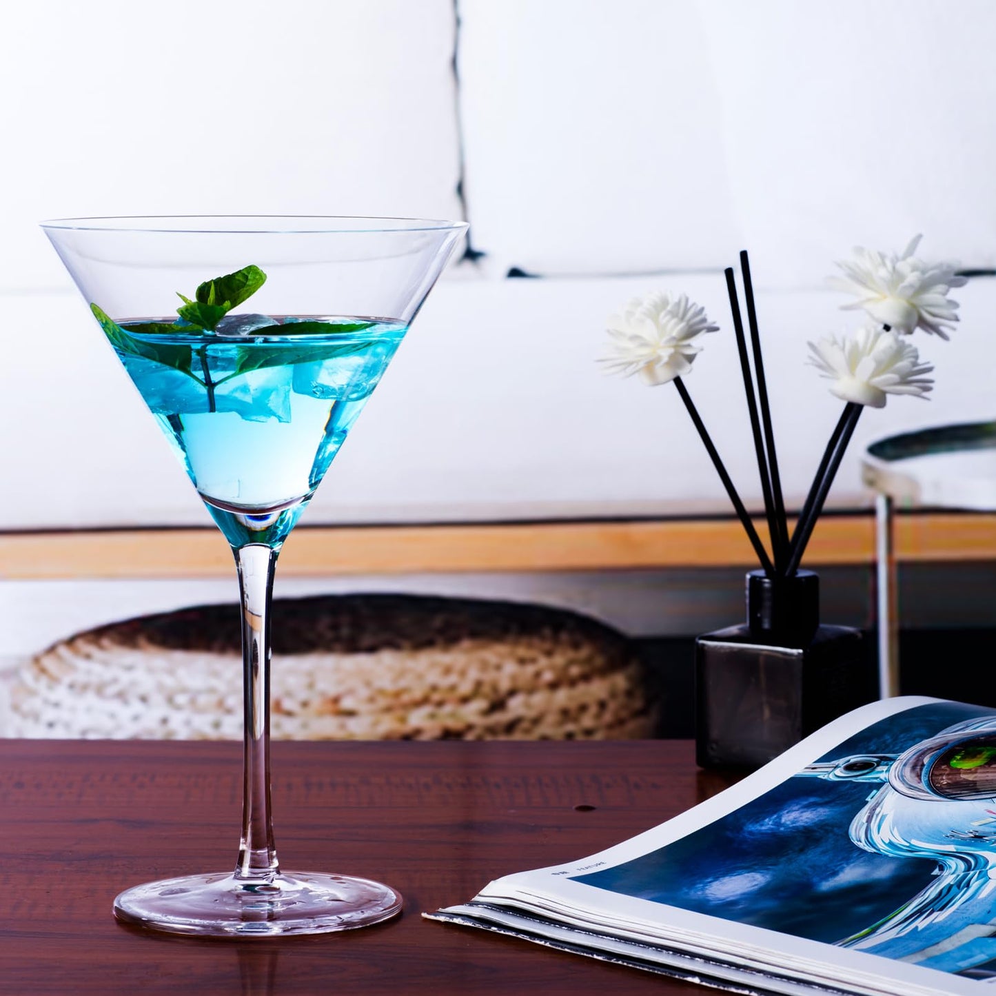 Handblown Crystal Martini Glasses Set of 4-9.5 oz Coupe Glass Set with Stem - Elegant Cocktail Glasses for Bar, Margarita, Cosmopolitan, Manhattan, Gimlet - Unique Gift for Mother’s Day