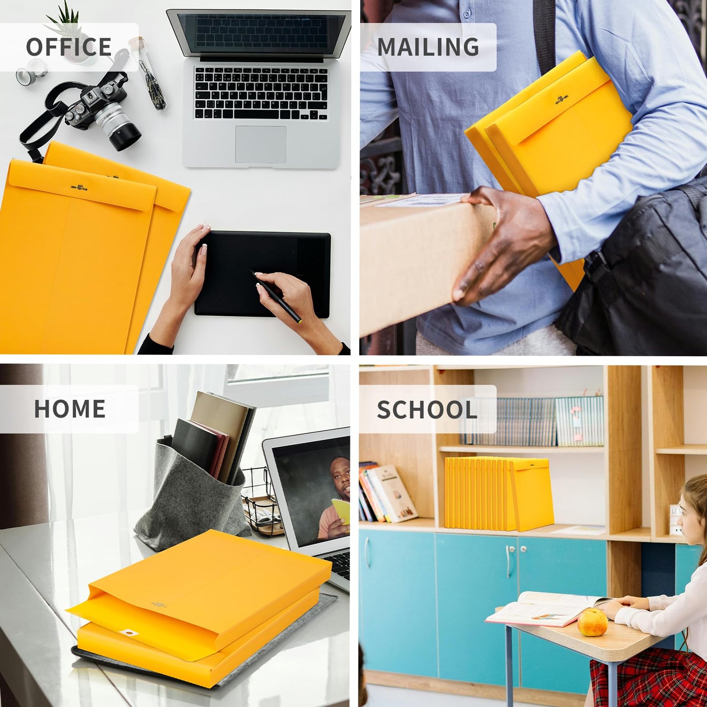 Expandable Manilla Envelopes 9 x 12 with Reusable Clasp and Gummed Seal 25 Pack, GIGYES 180 GSM Large Capacity Manilla Folders 8.5 x 11 Envelopes Mailing, for Home School Office Filing and Storing