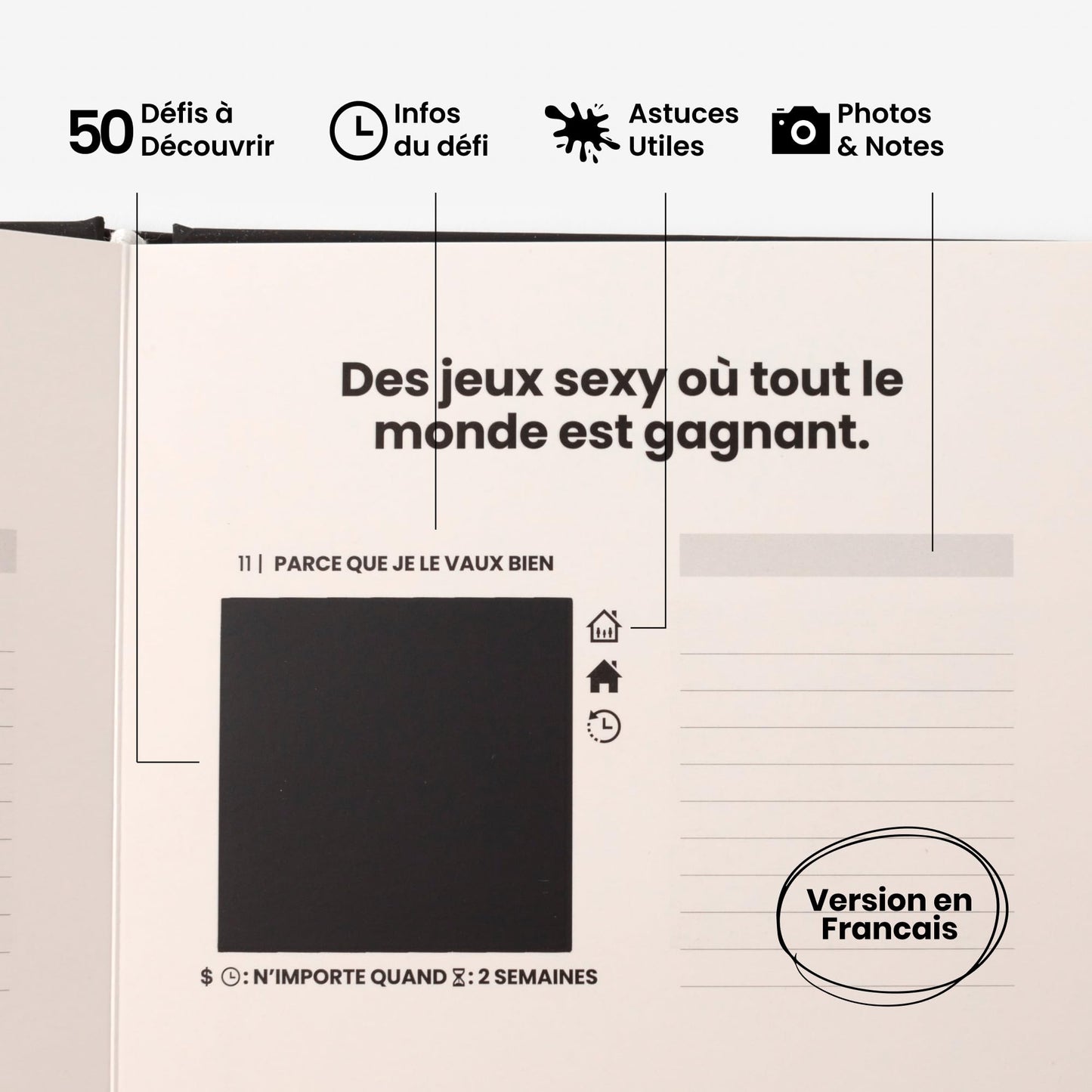 50 idées de Dates intimes Pour Couples - en FRANÇAIS. Le Livre Original Au lit par The Adventure Challenge. Défis uniques à gratter. Jeux Pour Couples. Cadeau Mariage, Anniversaire ou St-Valentin