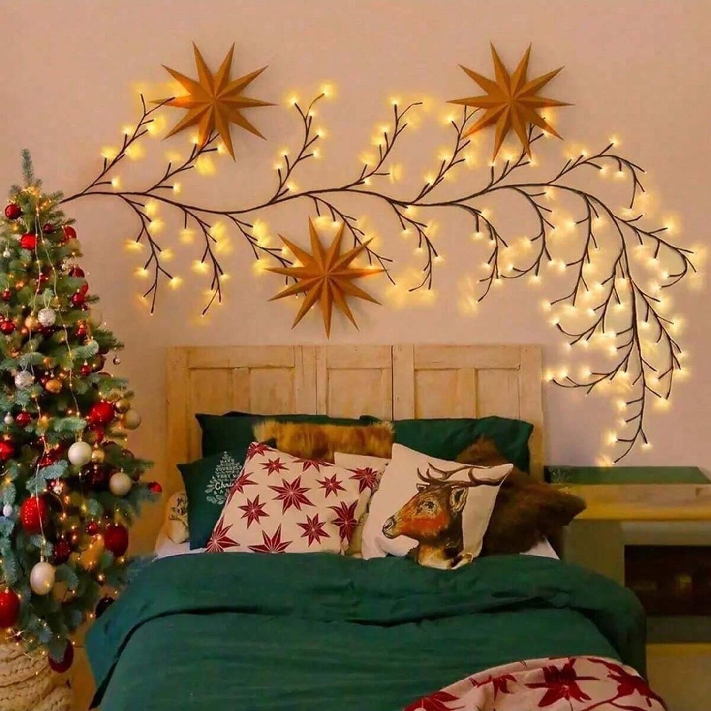Enchanted Willow Vine Twig Lights,7.55ft Twinkling LED Tree Branch Fairy String Lights with 144 LED Lights and Remote,8 Lighting Modes,Christmas Indoor Decorations for Home Wall Door Window