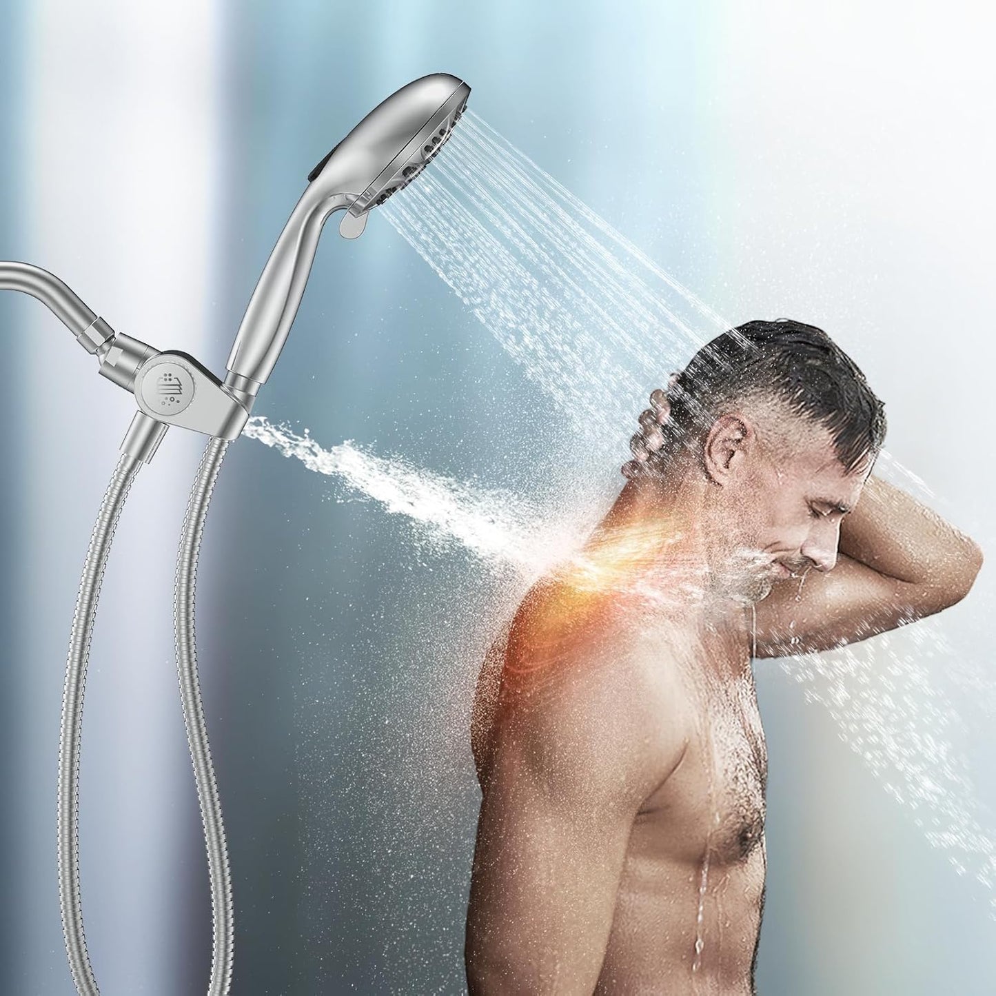 Filtered Shower Head with Handheld Combo - Dual 2-in-1 Spa System with Massage Shower Head and 10 Modes Hand Held Shower Head, High Pressure Shower Heads, Built in Power Wash Mode (Chrome)