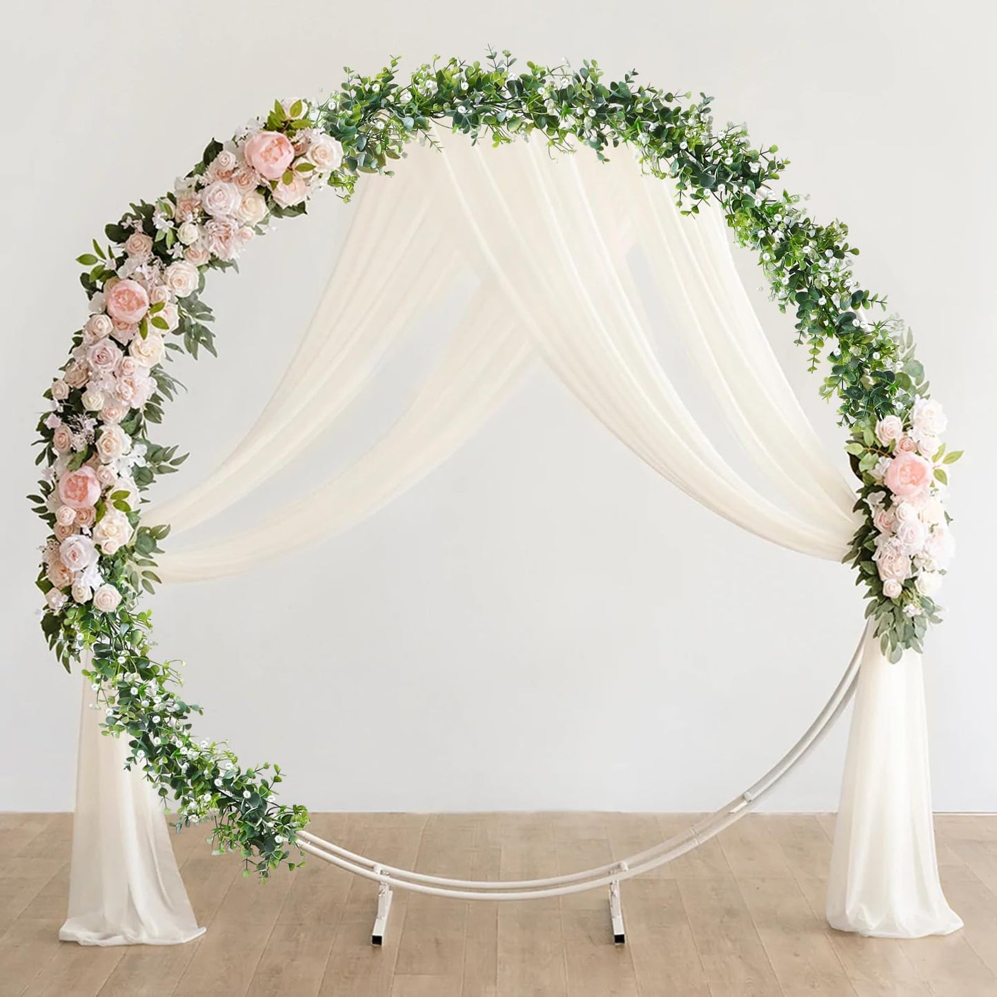 SOMYTING Artificial Eucalyptus Garland with White Flowers Artificial Greenery Garlands Fake Hanging Flower Garland Plant Artificial Vines for Wedding Backdrop Arch Wall Table Decor (4)