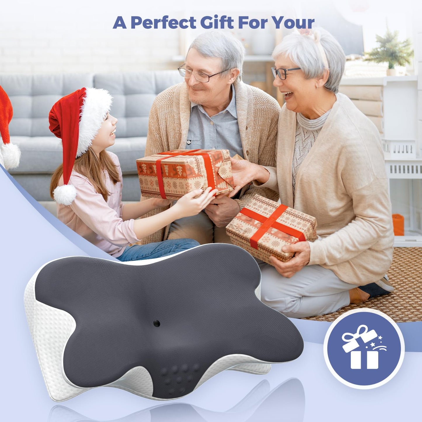 BNXIANG Cervical Neck Pillow for Pain Relief, Ergonomic Neck Support Pillow for Sleeping, Contour Orthopedic Side Sleeper Pillow for Back Stomach Sleepers Bed Pillow,Memory Foam Pillow