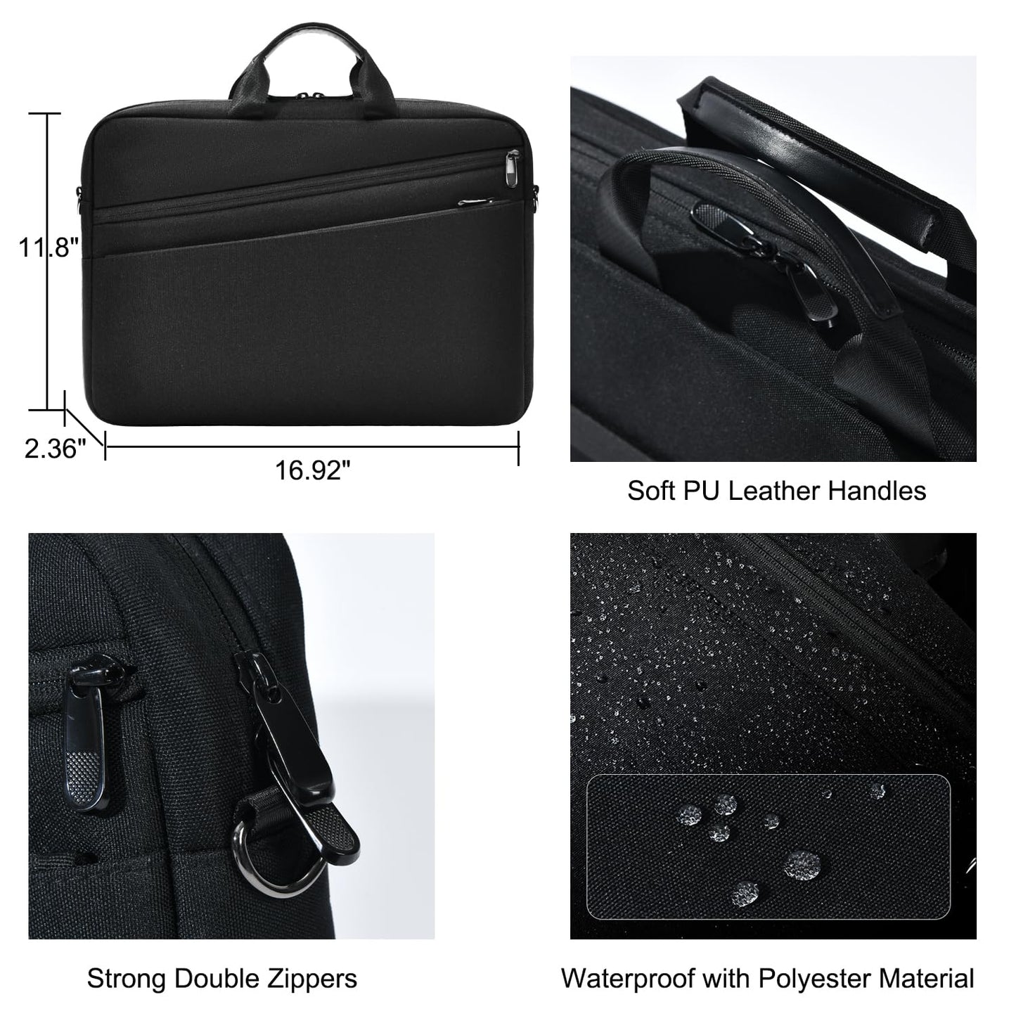 15.6 Inch Business Laptop Bag for Men & Women, Waterproof Polyester Briefcase for Work, Commute, Travel