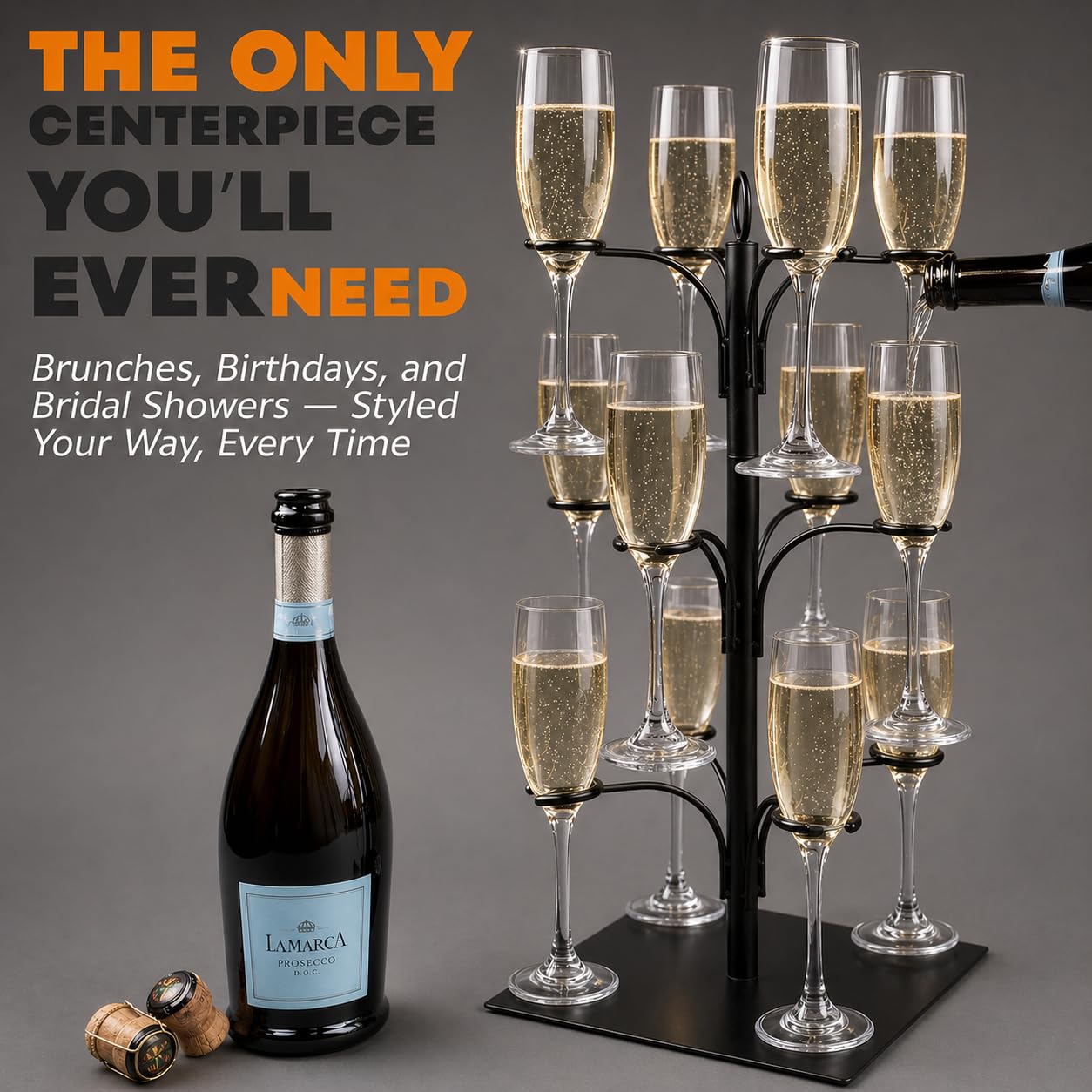 KSESTOR Cocktail Tree Stand - Holds 12 Glasses - Mimosa Bar Display